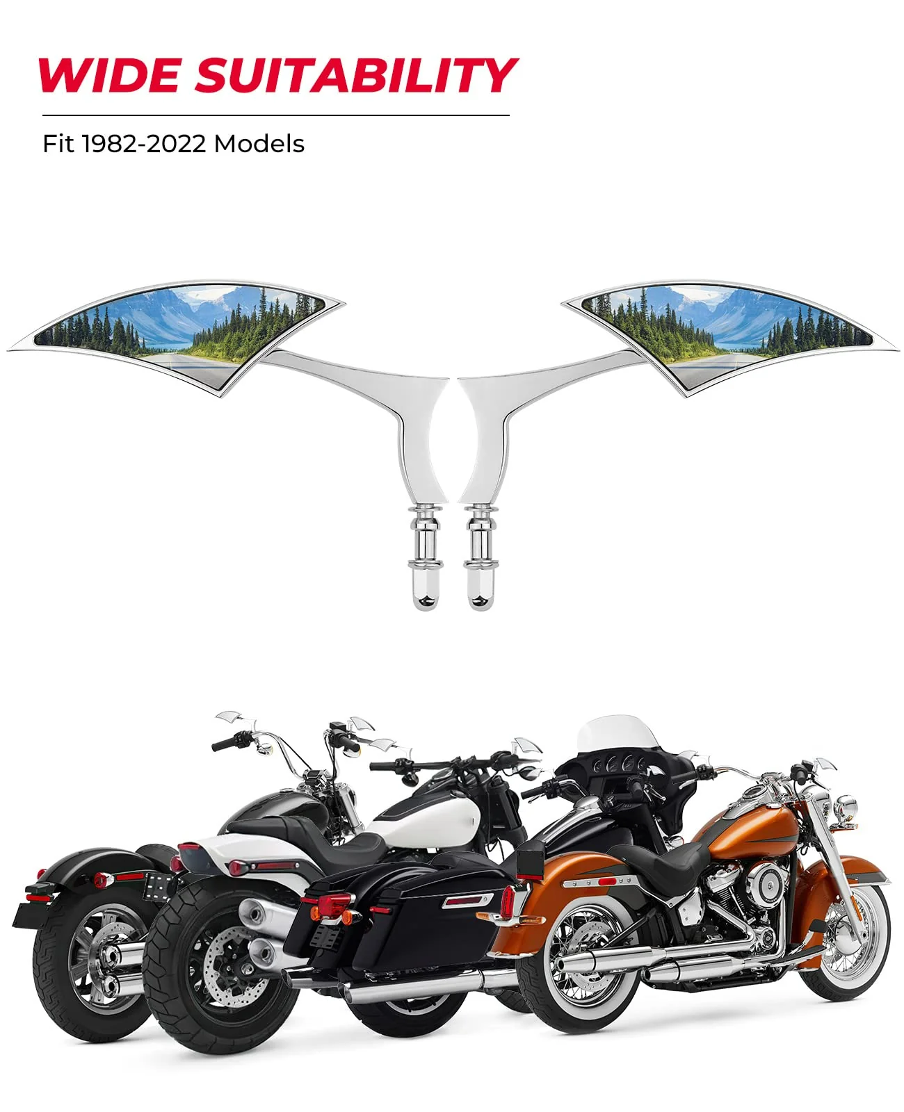 Chrome Spear Blade Mirrors for Street Glide Electra Glide Softail Dyna - Image 3