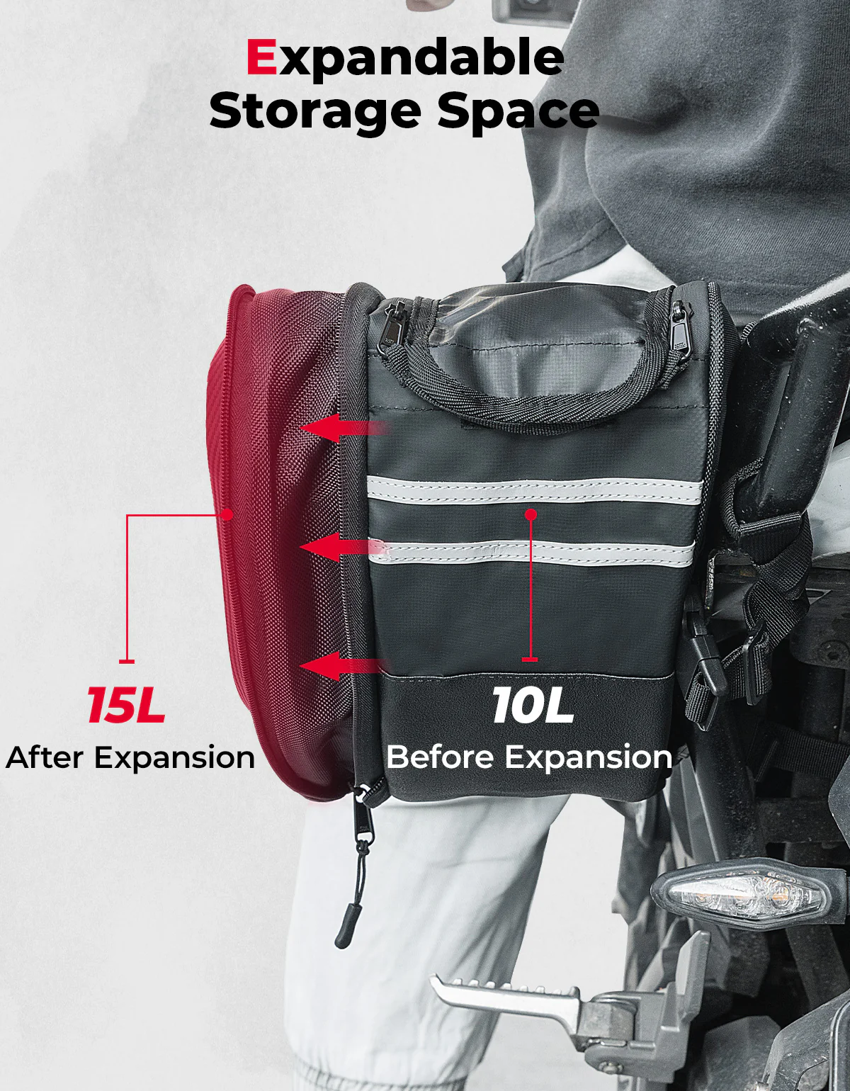 Motorcycle Hard Extendable Saddlebags for Grom Navi 2022-2025 - Image 5