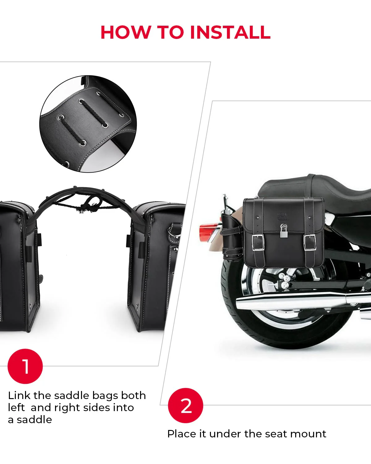 20L PU Leather Saddlebags With Cup Holder for Sportster Softail Dyna (1 Pair) - Image 7
