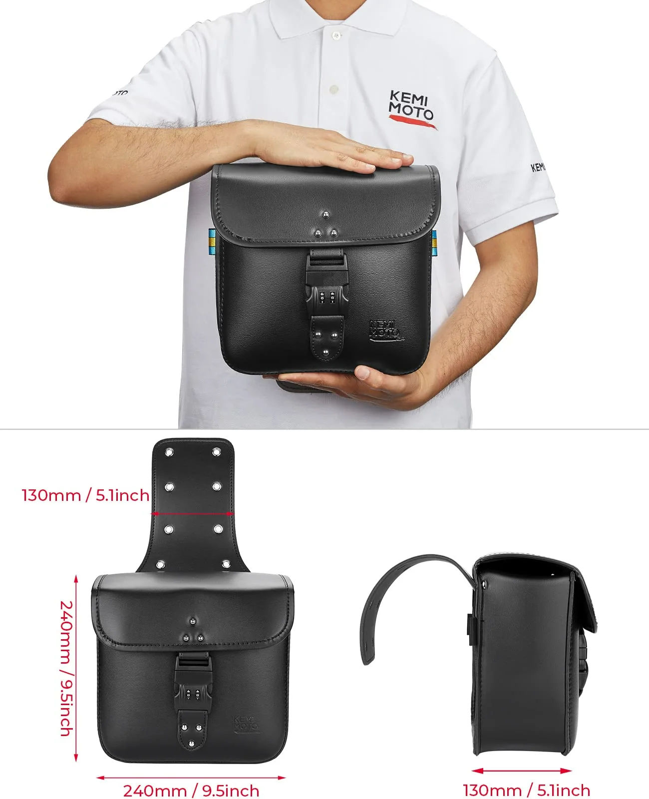 14L PU Leather Saddlebags with Lock for Harley - Image 3