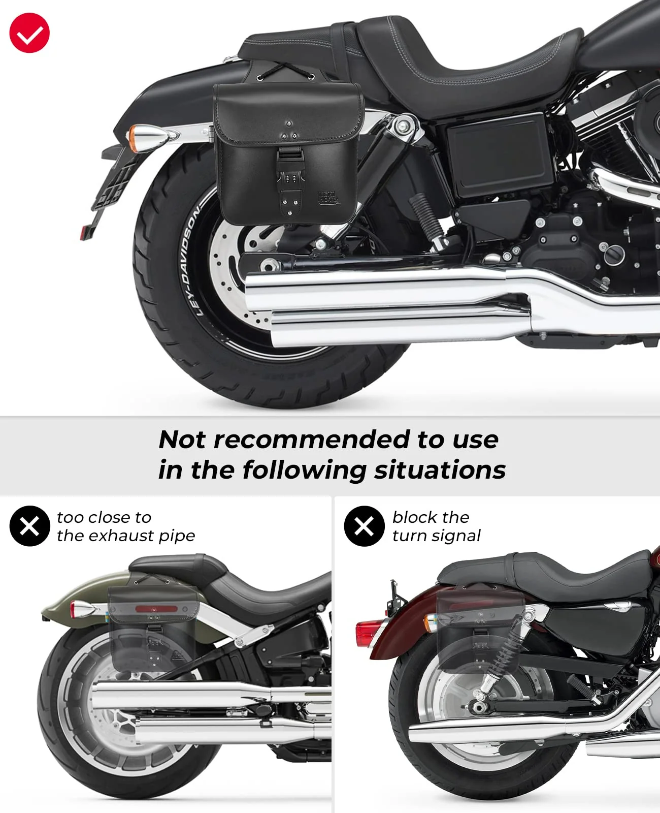 14L PU Leather Saddlebags with Lock for Harley - Image 5