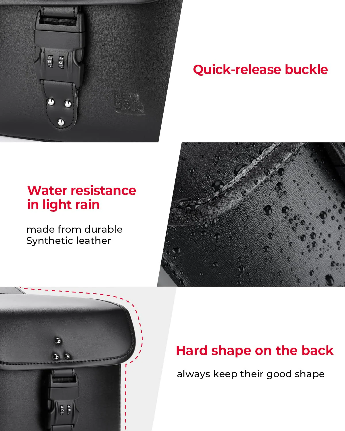 14L PU Leather Saddlebags with Lock for Harley - Image 6
