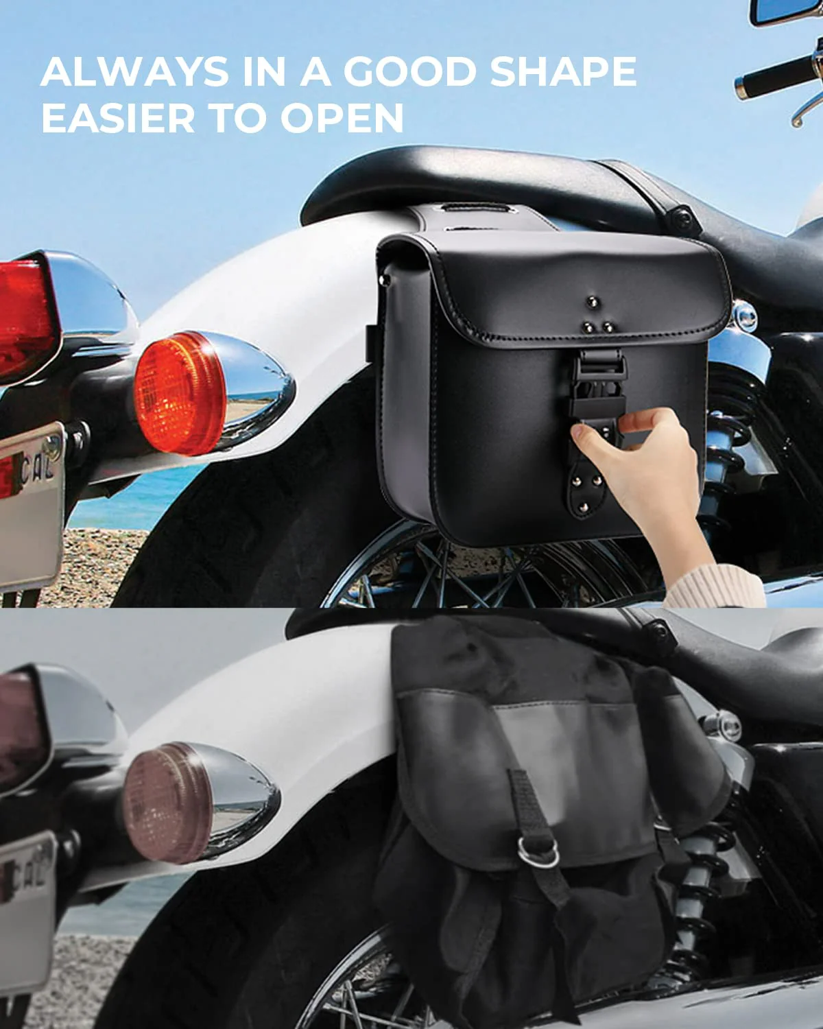 14L PU Leather Saddlebags with Lock for Harley - Image 8