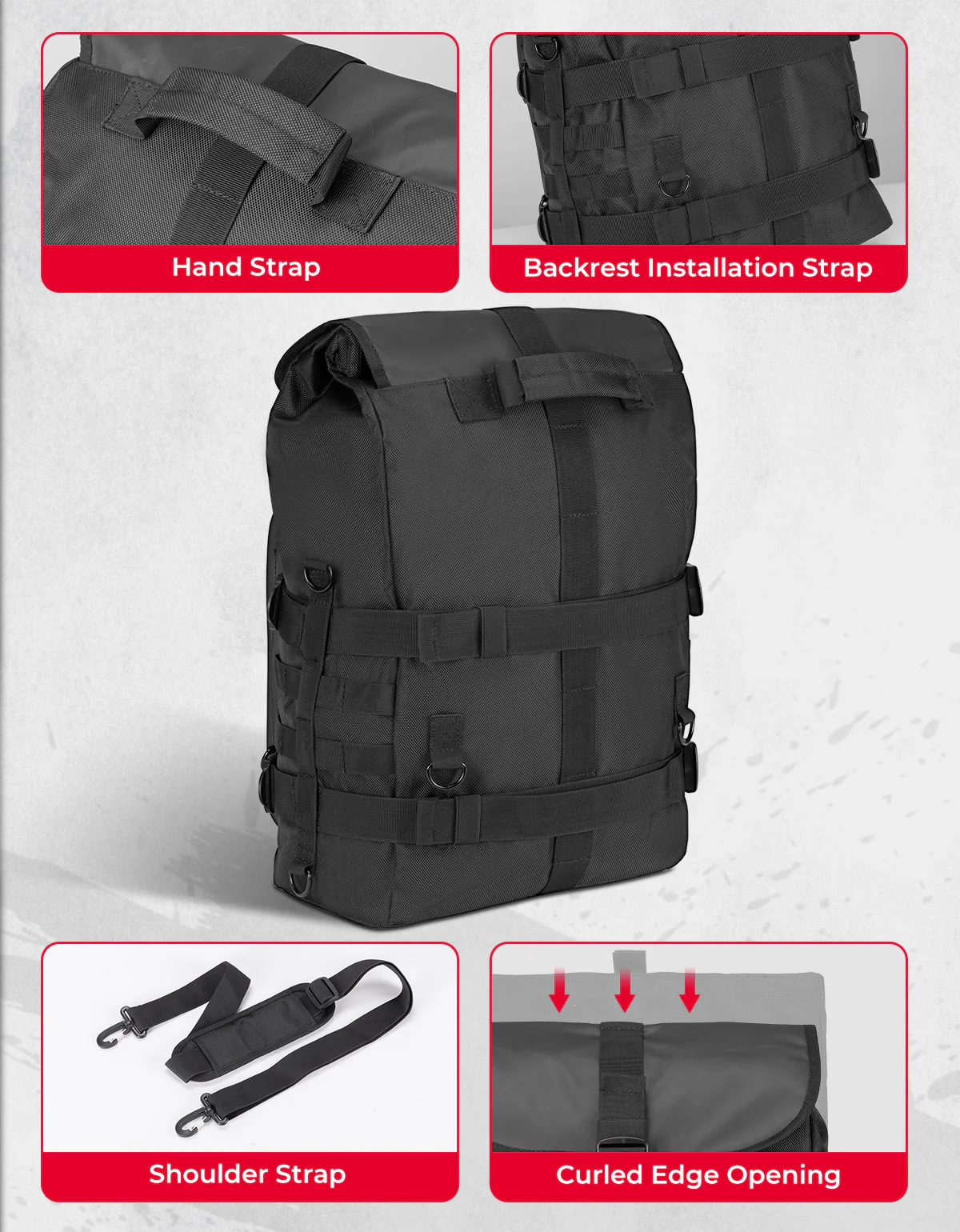 Motorcycle Sissy Bar Bag 30L Motorcycle Tail Travel Luggage Bag - Image 5