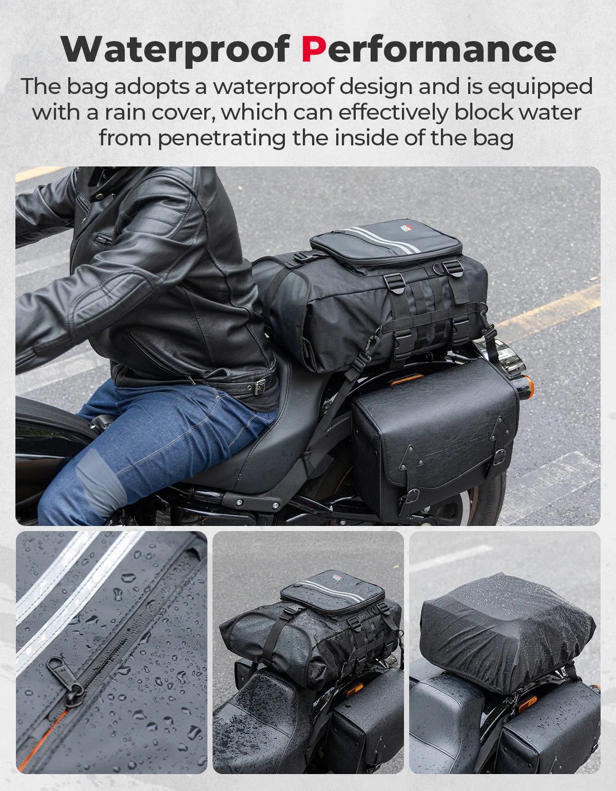 Motorcycle Sissy Bar Bag 30L Motorcycle Tail Travel Luggage Bag - Image 6