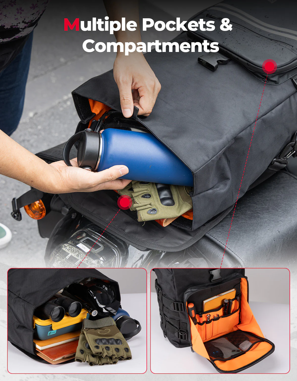 Motorcycle Sissy Bar Bag 30L Motorcycle Tail Travel Luggage Bag - Image 7