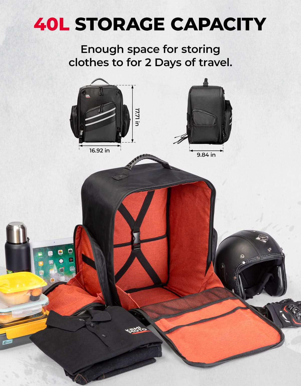 Motorcycle Sissy Bar Bag, 40LMotorcycle Luggage Rack Tail Bag - Image 3