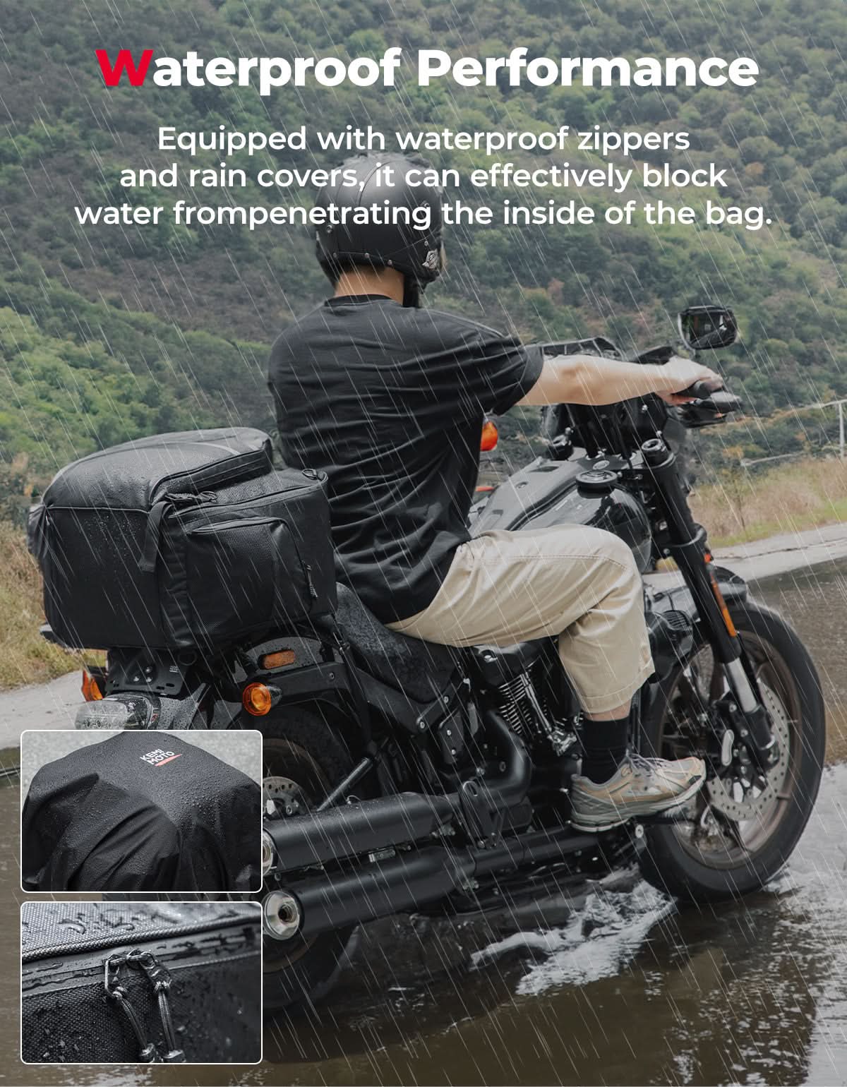 Motorcycle Sissy Bar Bag, 40LMotorcycle Luggage Rack Tail Bag - Image 6