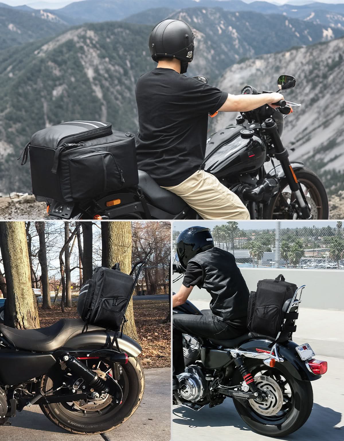 Motorcycle Sissy Bar Bag, 40LMotorcycle Luggage Rack Tail Bag - Image 7