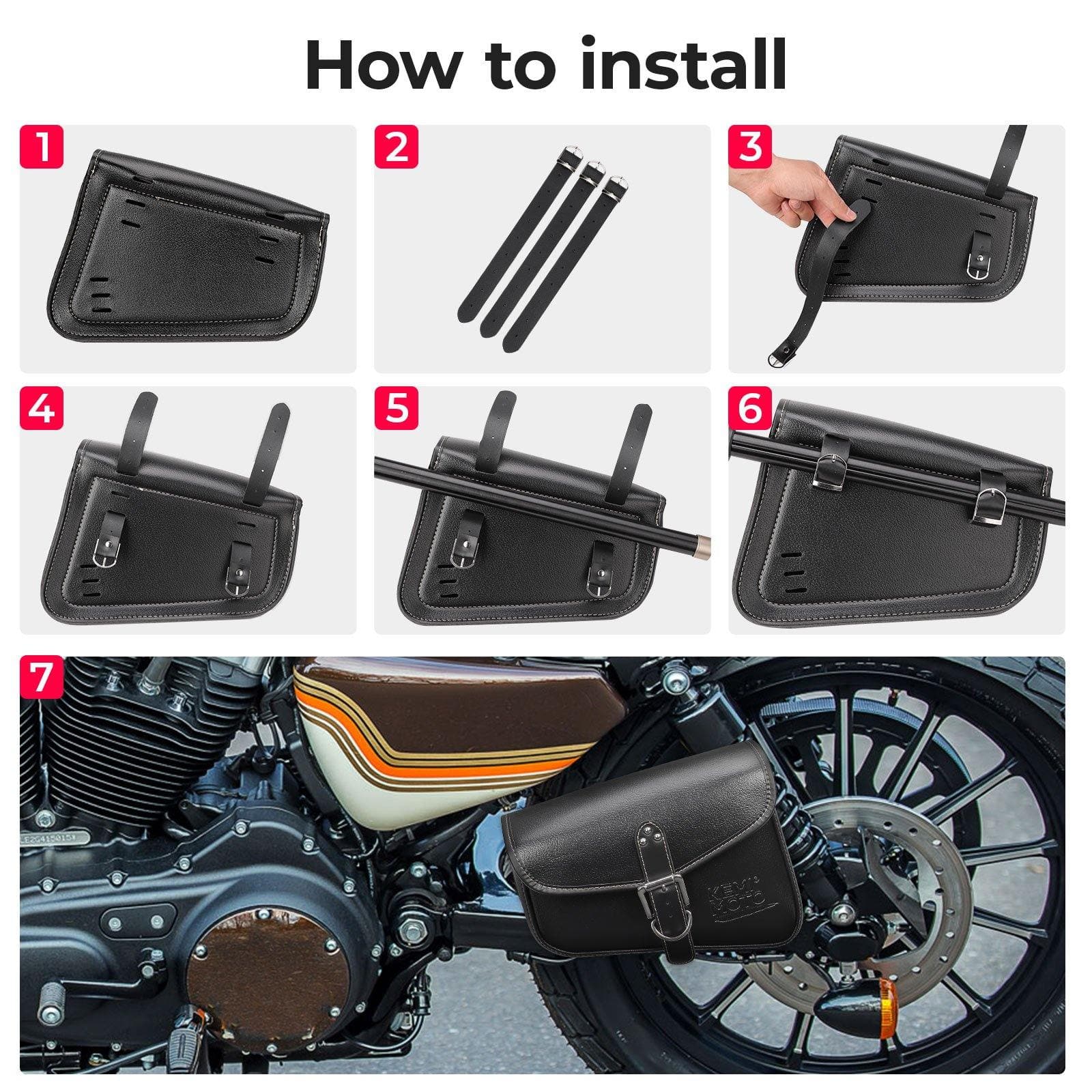 Swing Arm Saddle Bag for Sportster Rebel 300 500 - Image 5