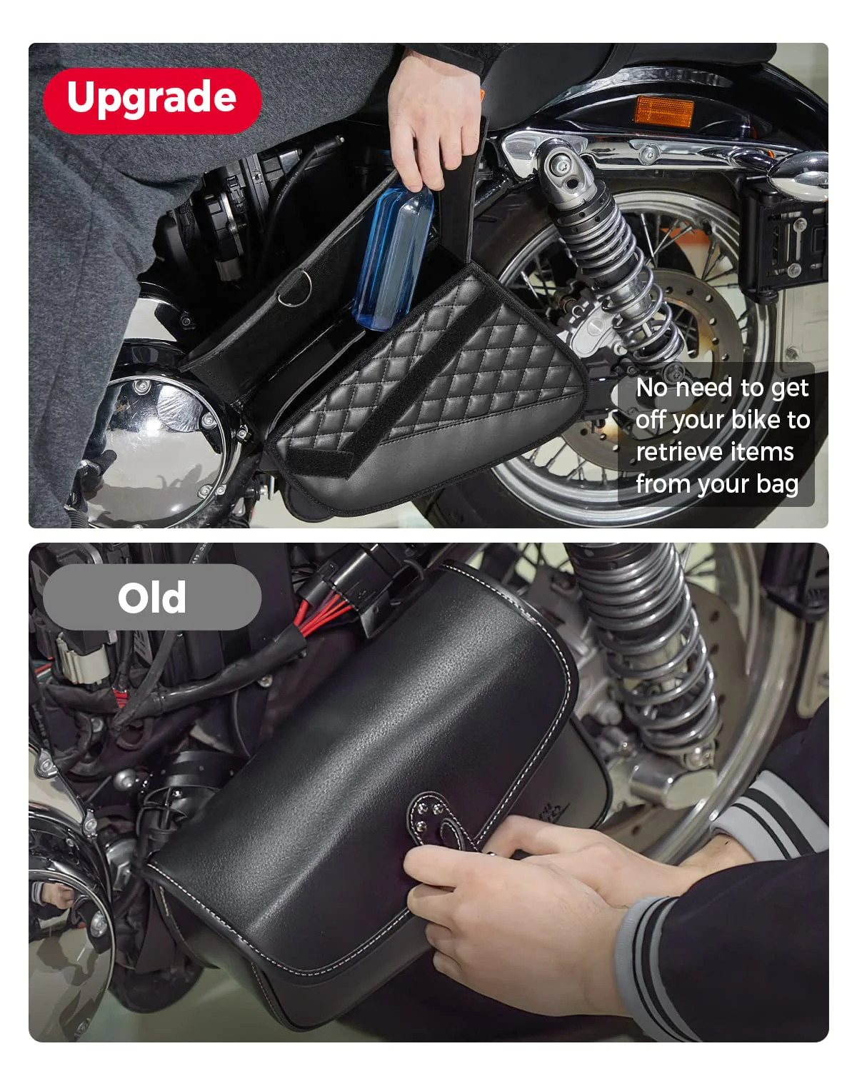 Swingarm Leather Side Bags for Sportster Iron 883 1200 Street 750 Forty Eight - Image 6