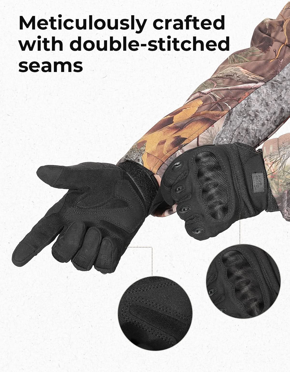 Motorcycle Tactical Gloves with Touchscreen Hard Shell - Image 3