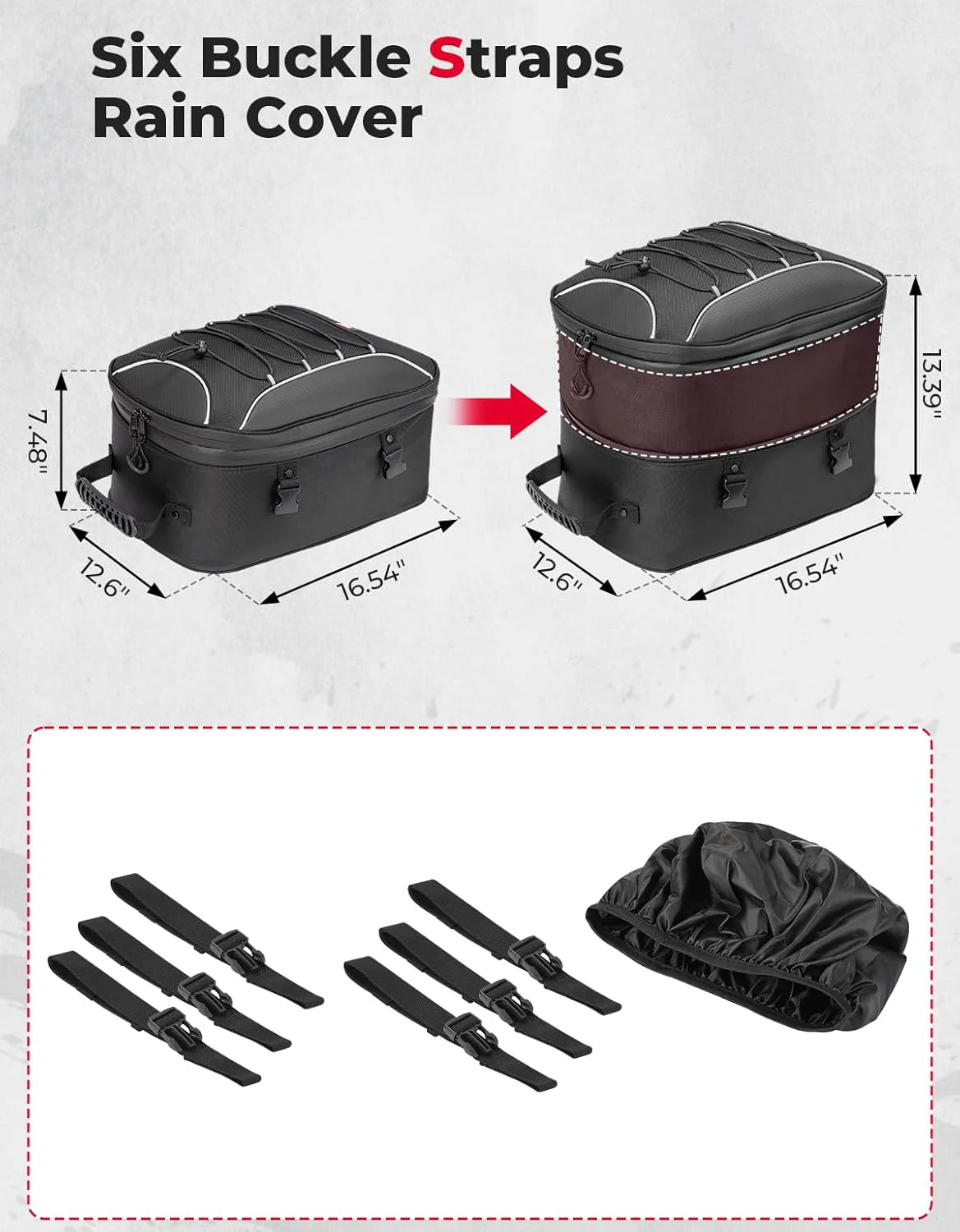 Motorcycle Tail Bag, 25L-45L Expandable Motorbike Helmet Bag - Image 2