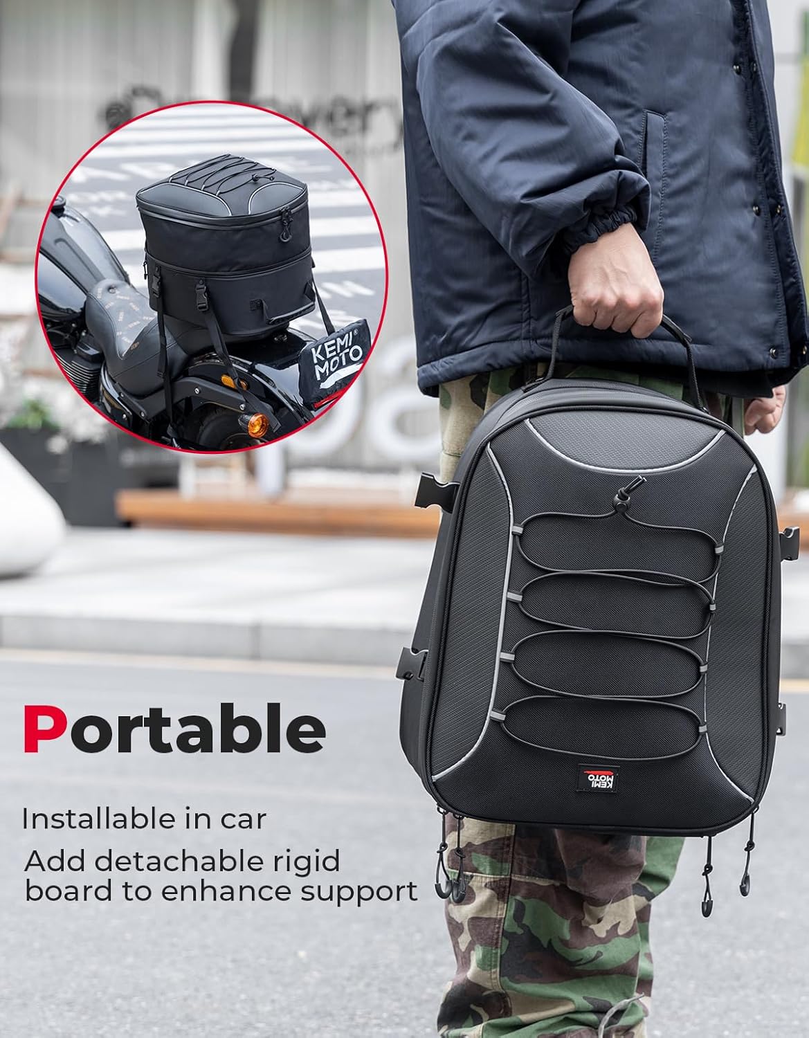 Motorcycle Tail Bag, 25L-45L Expandable Motorbike Helmet Bag - Image 5