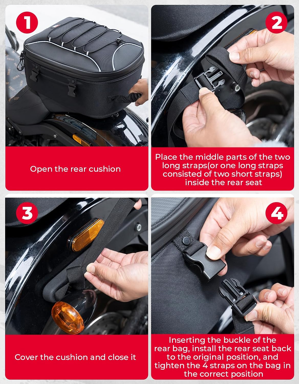 Motorcycle Tail Bag, 25L-45L Expandable Motorbike Helmet Bag - Image 6