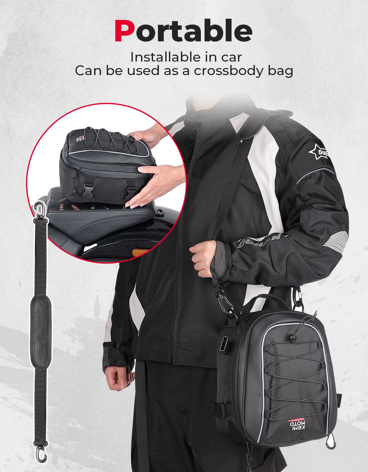 Motorcycle Tail Bag, 7-14L Expandable Motorbike Helmet Bag - Image 6