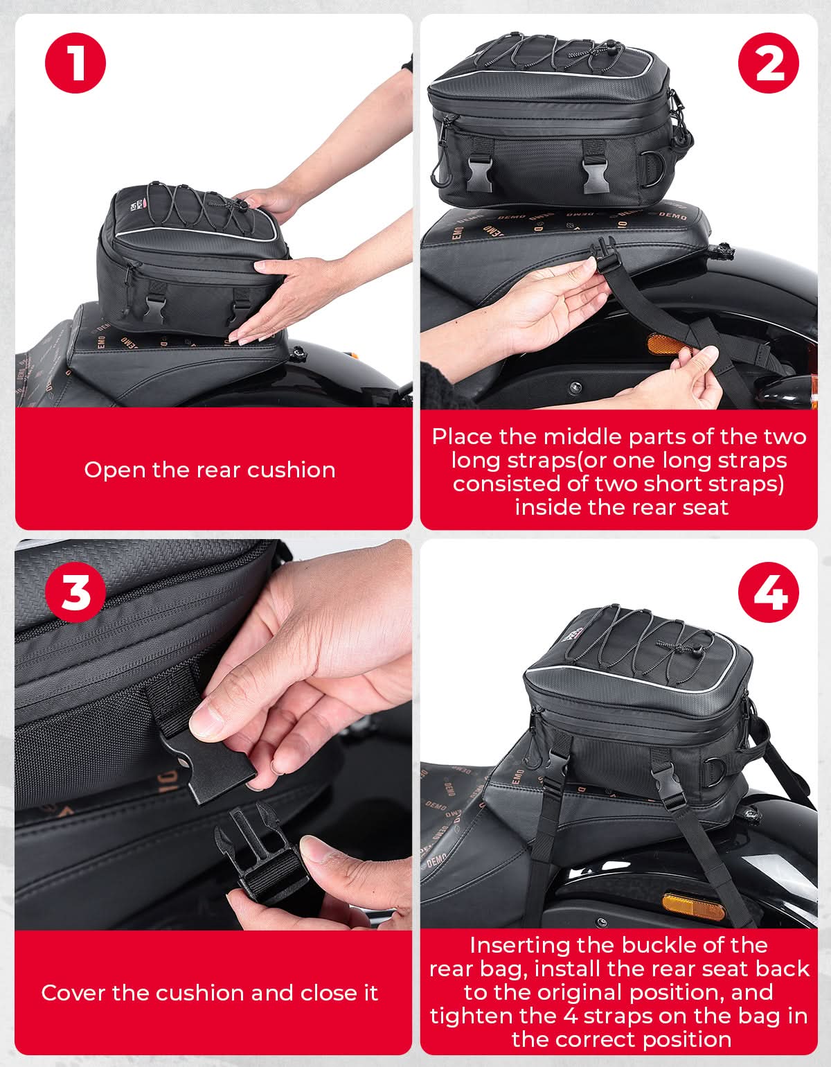 Motorcycle Tail Bag, 7-14L Expandable Motorbike Helmet Bag - Image 7