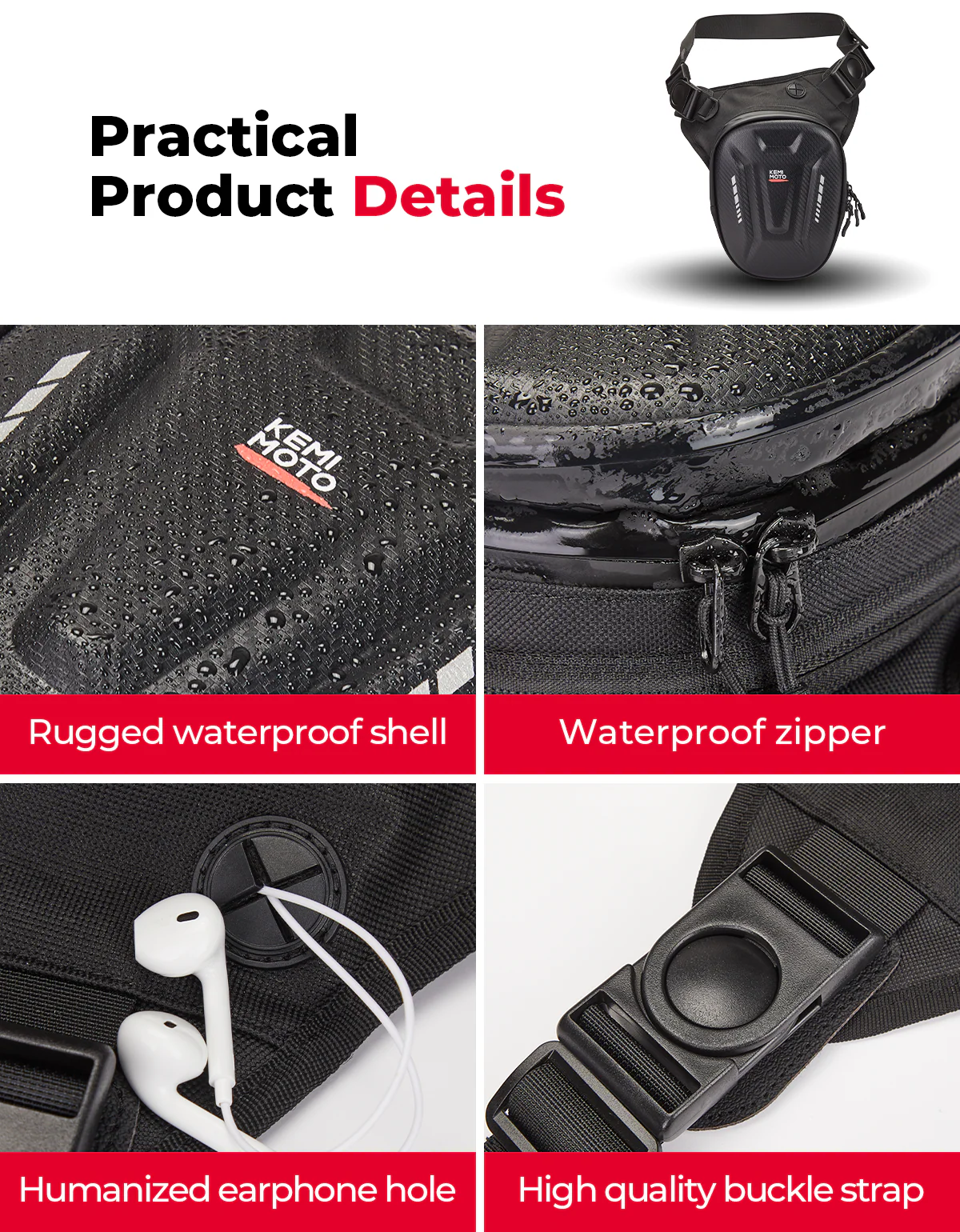 Motorcycle Tank Bag, 12L EVA Hard Shell Thigh Bag - Image 7