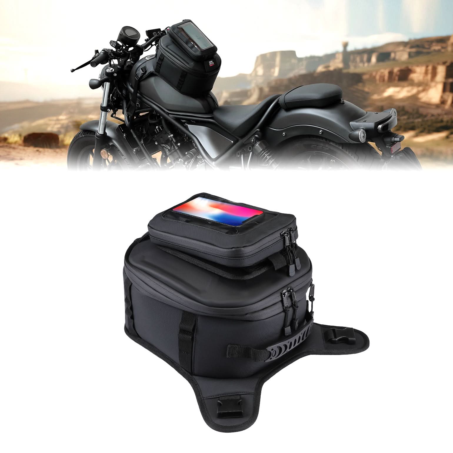 Motorcycle Tank Bag 13-16L Waterproof Hard Shell with Phone Holder - Image 9