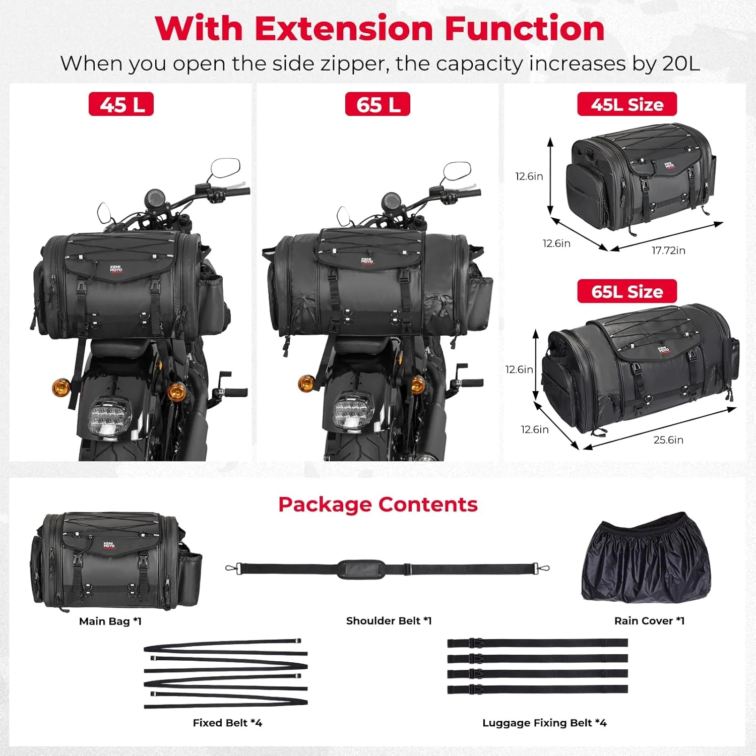 Motorcycle Travel Luggage Bags, 60L - Image 3