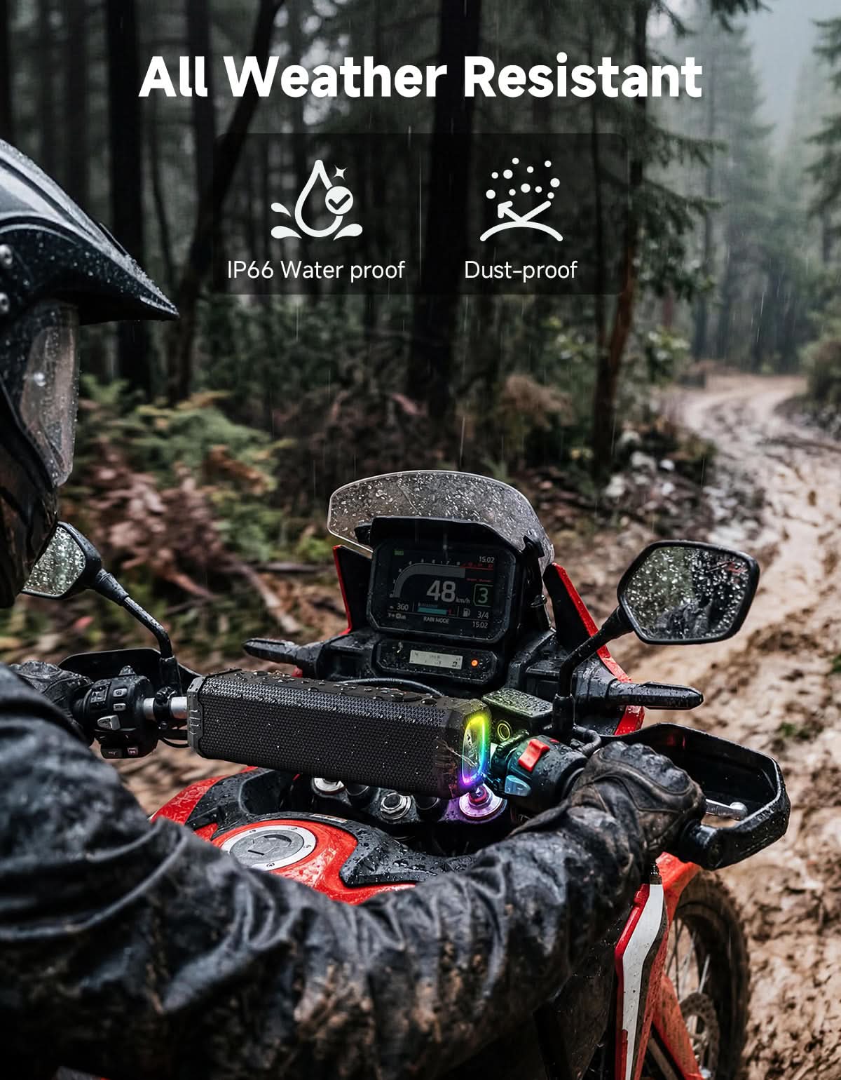 Motorcycle Universal Bluetooth Sound Bar with RGB Lights - Image 5