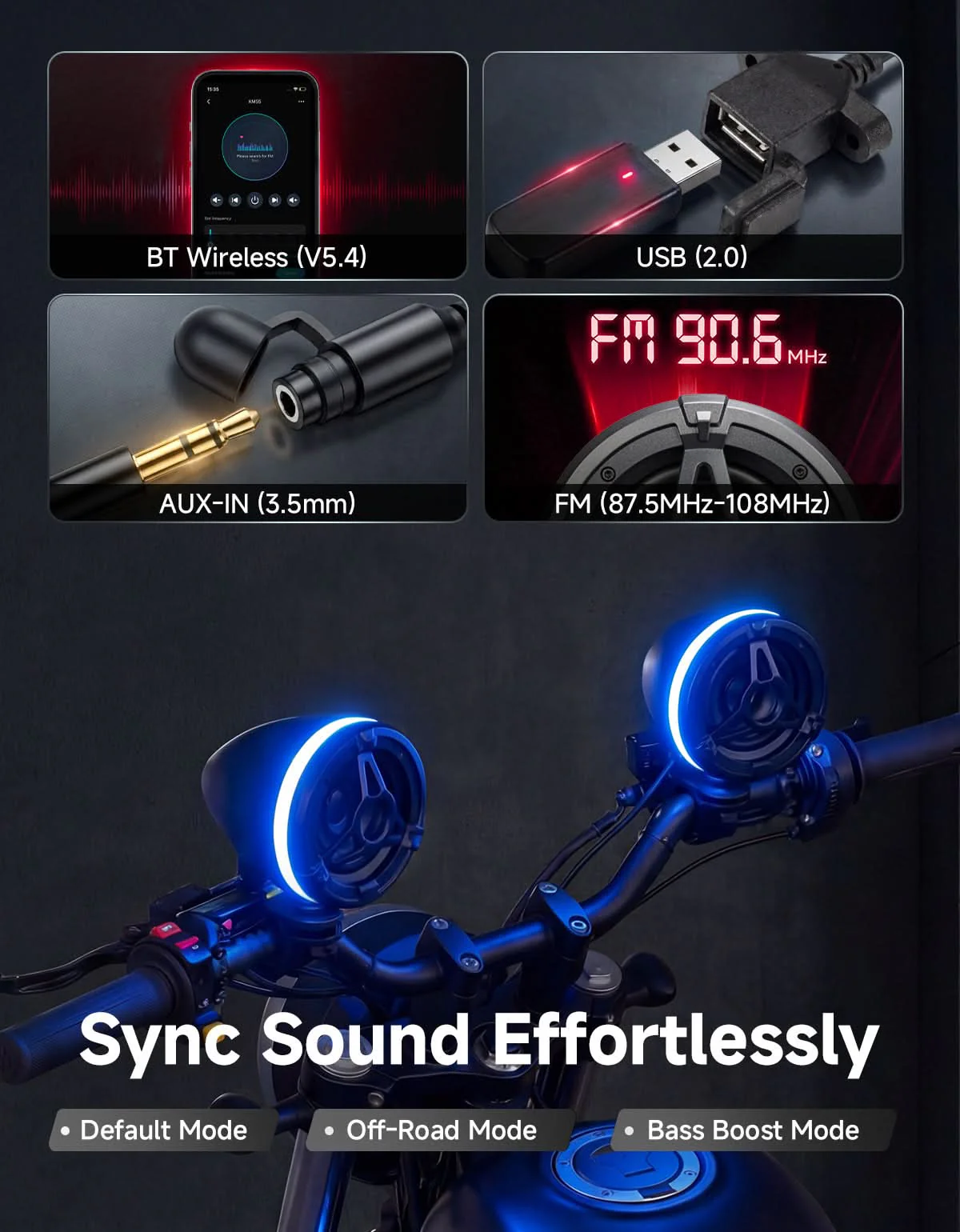 Motorcycle Universal Handlebar Bluetooth Tower Speaker with RGB Lights - Image 5