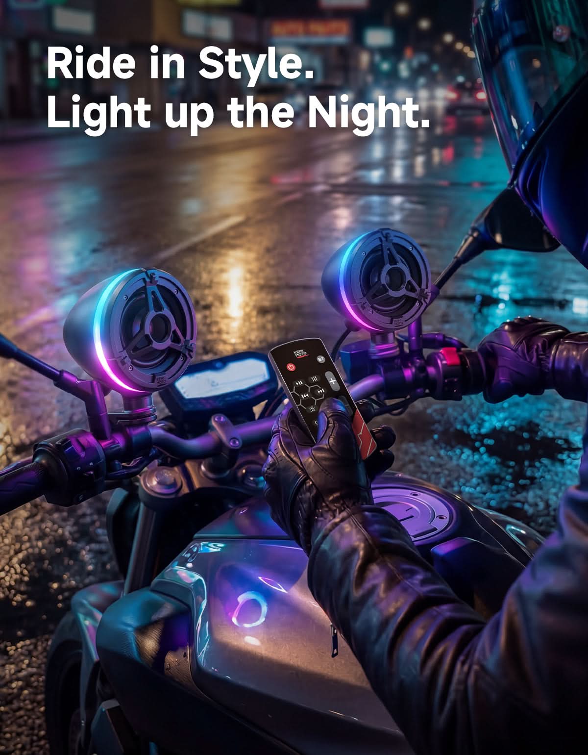 Motorcycle Universal Handlebar Bluetooth Tower Speaker with RGB Lights - Image 6