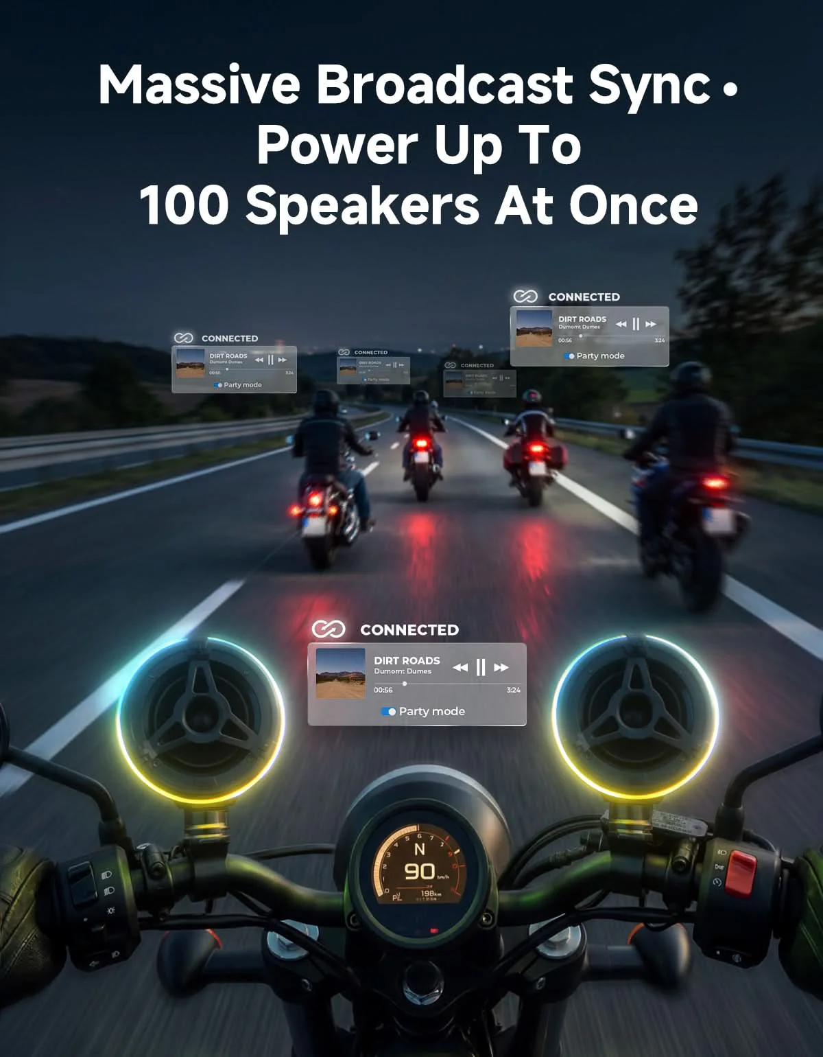 Motorcycle Universal Handlebar Bluetooth Tower Speaker with RGB Lights - Image 7
