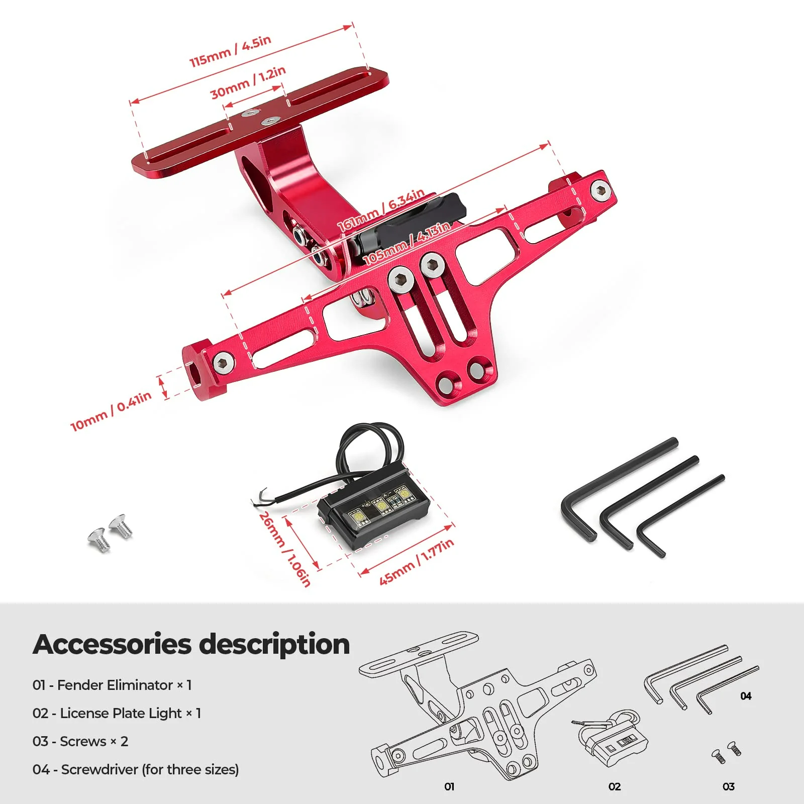 Motorcycle License Plate Bracket Fender Eliminator Kit - Image 4