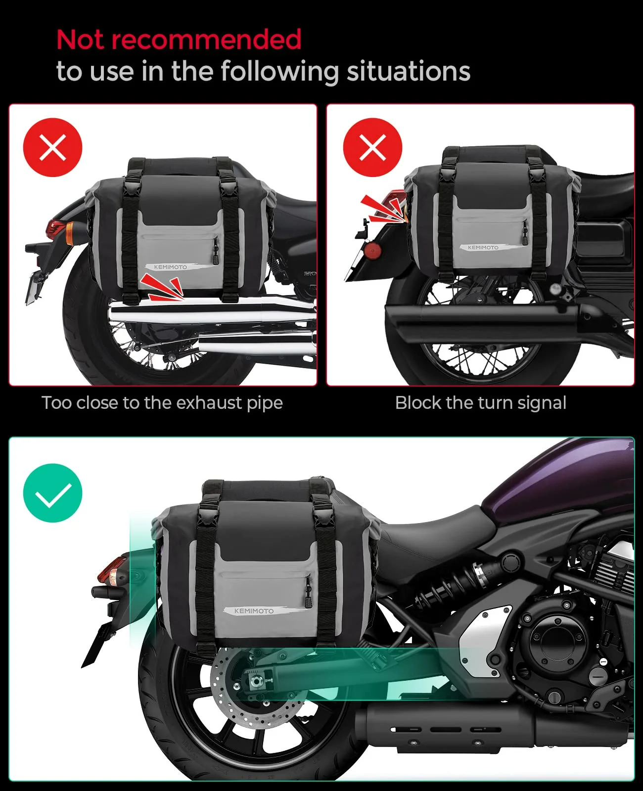 Luggage Bag, Waterproof Saddle Bags Side Bags for Motorbike Travel (25L*2) - Image 2