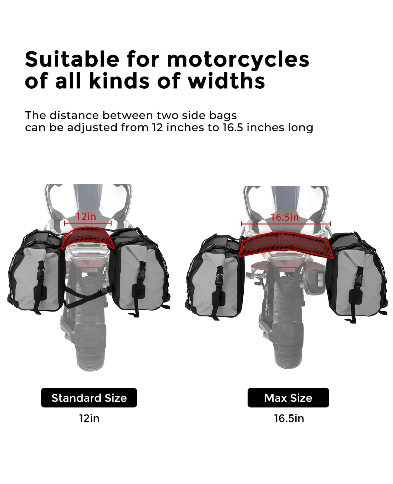 Luggage Bag, Waterproof Saddle Bags Side Bags for Motorbike Travel (25L*2) - Image 5