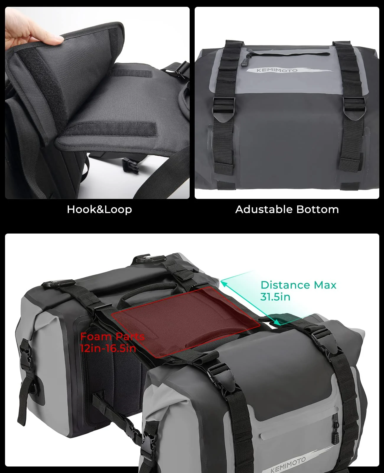 Luggage Bag, Waterproof Saddle Bags Side Bags for Motorbike Travel (25L*2) - Image 6