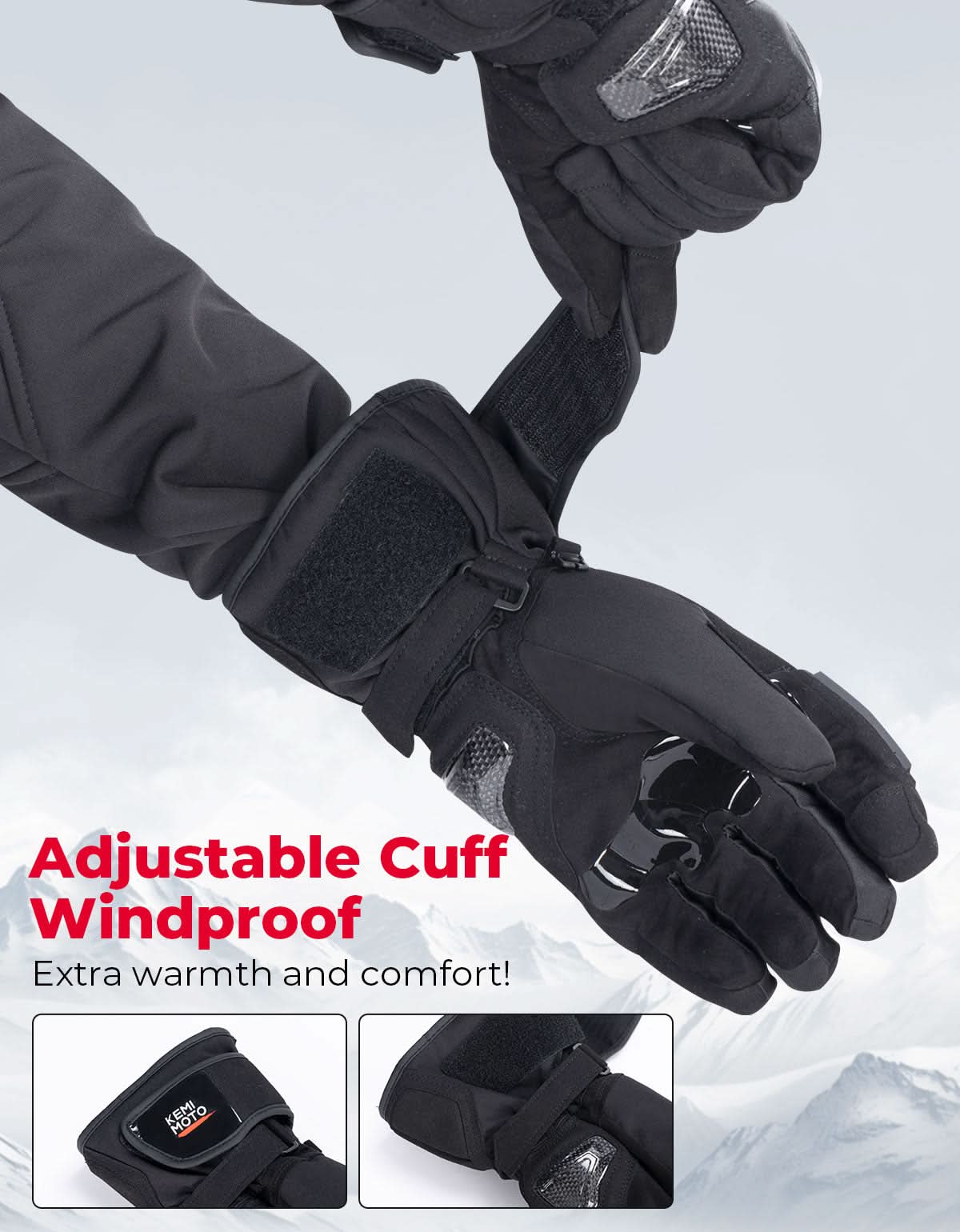Motorcycle Winter Gloves Men Warm Touchscreen Carbon Fiber Protection - Image 9