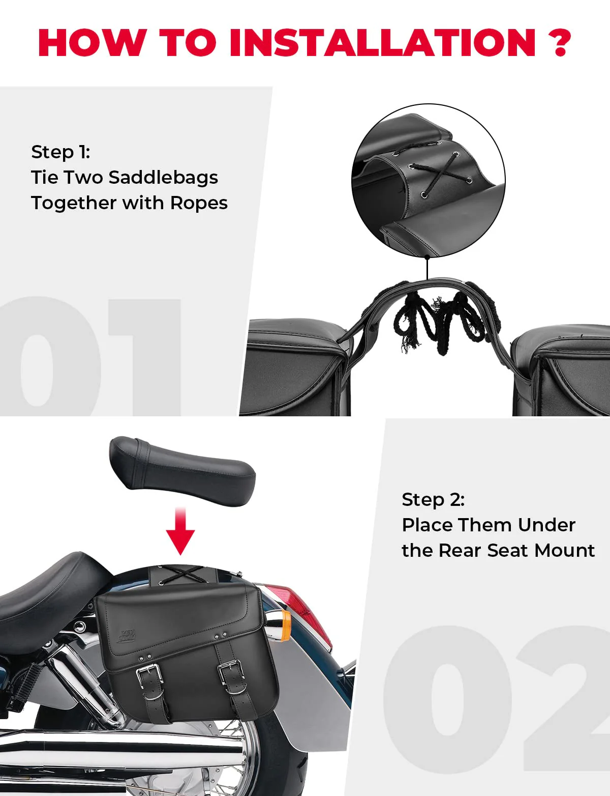 Motorcycles 30L Large Capacity PU Leather Saddle Bags - Image 4