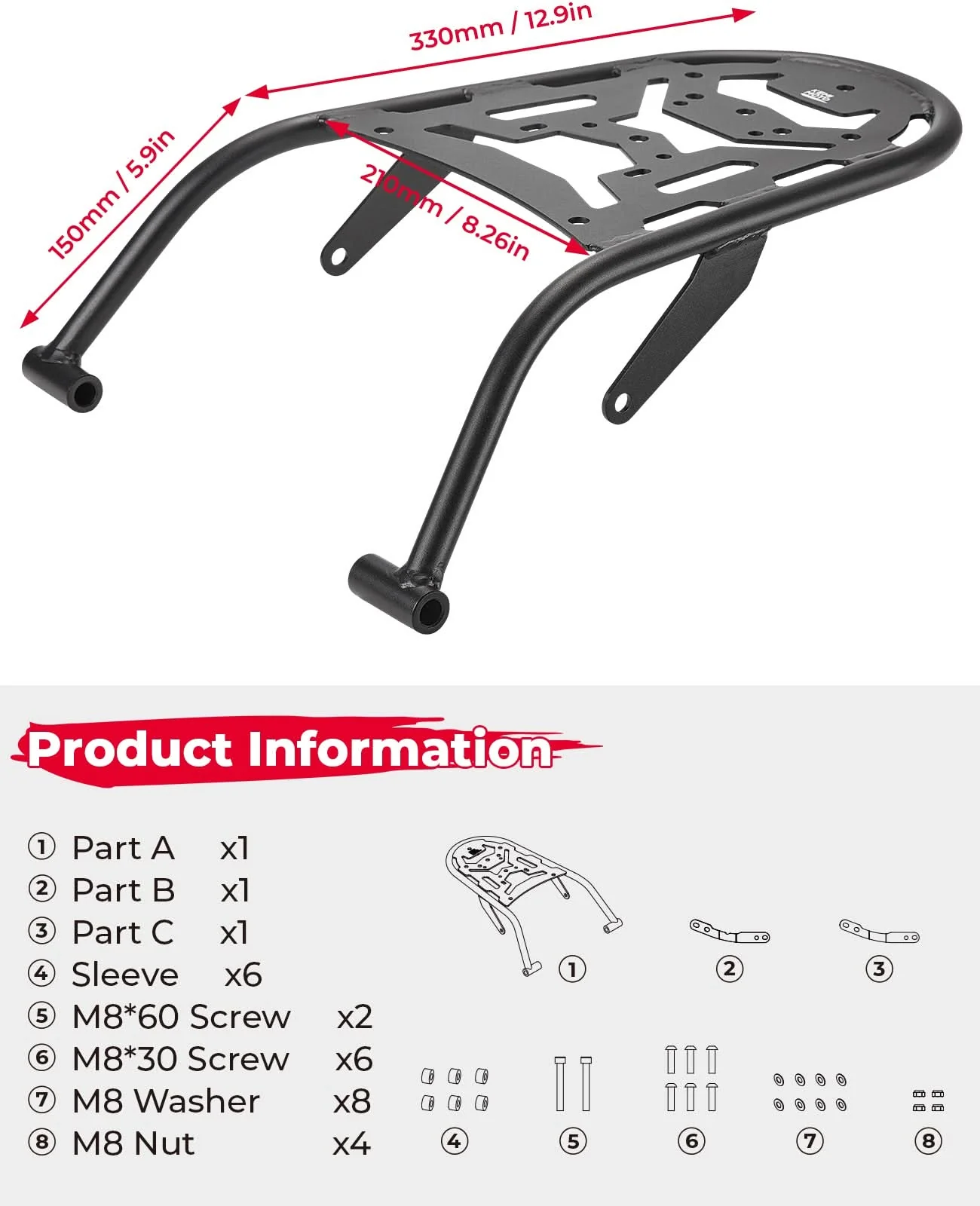 Motorcylce Rear Rack for XT250 2008-2025 - Image 7