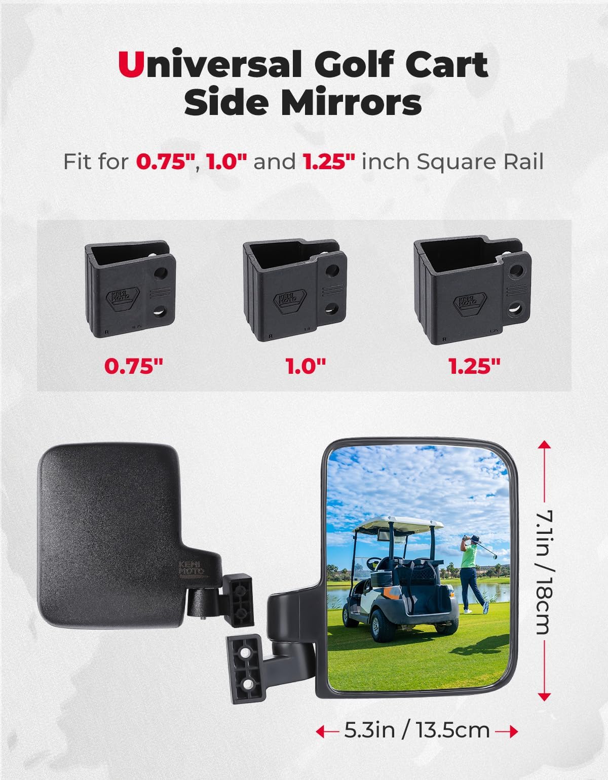No-Drill Golf Cart Side Mirrors for EZGO, Club Car, Drive2, ICON - Image 5