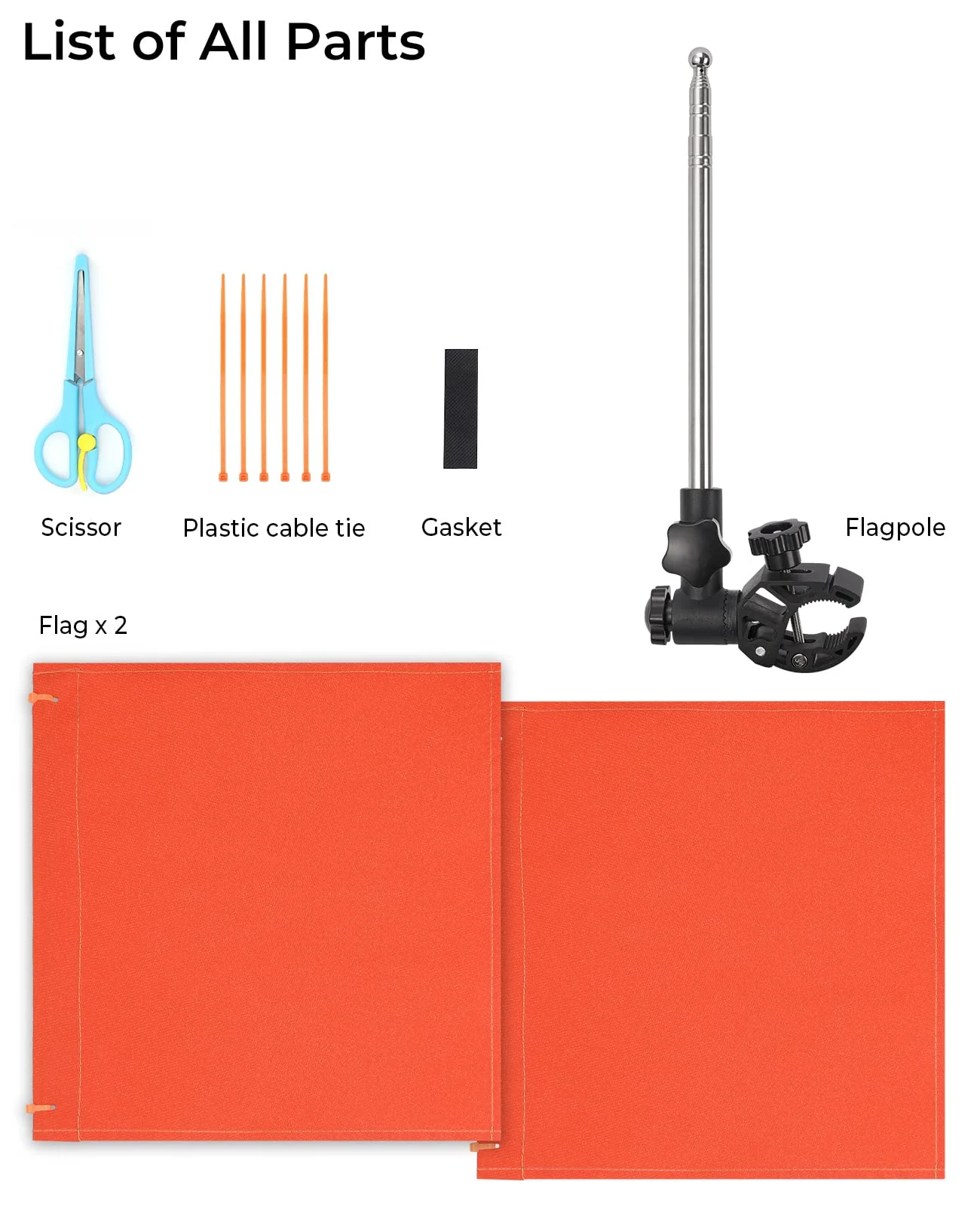 Orange Boat Flag with Pole & Replacement Flag For Water Ski - Image 2
