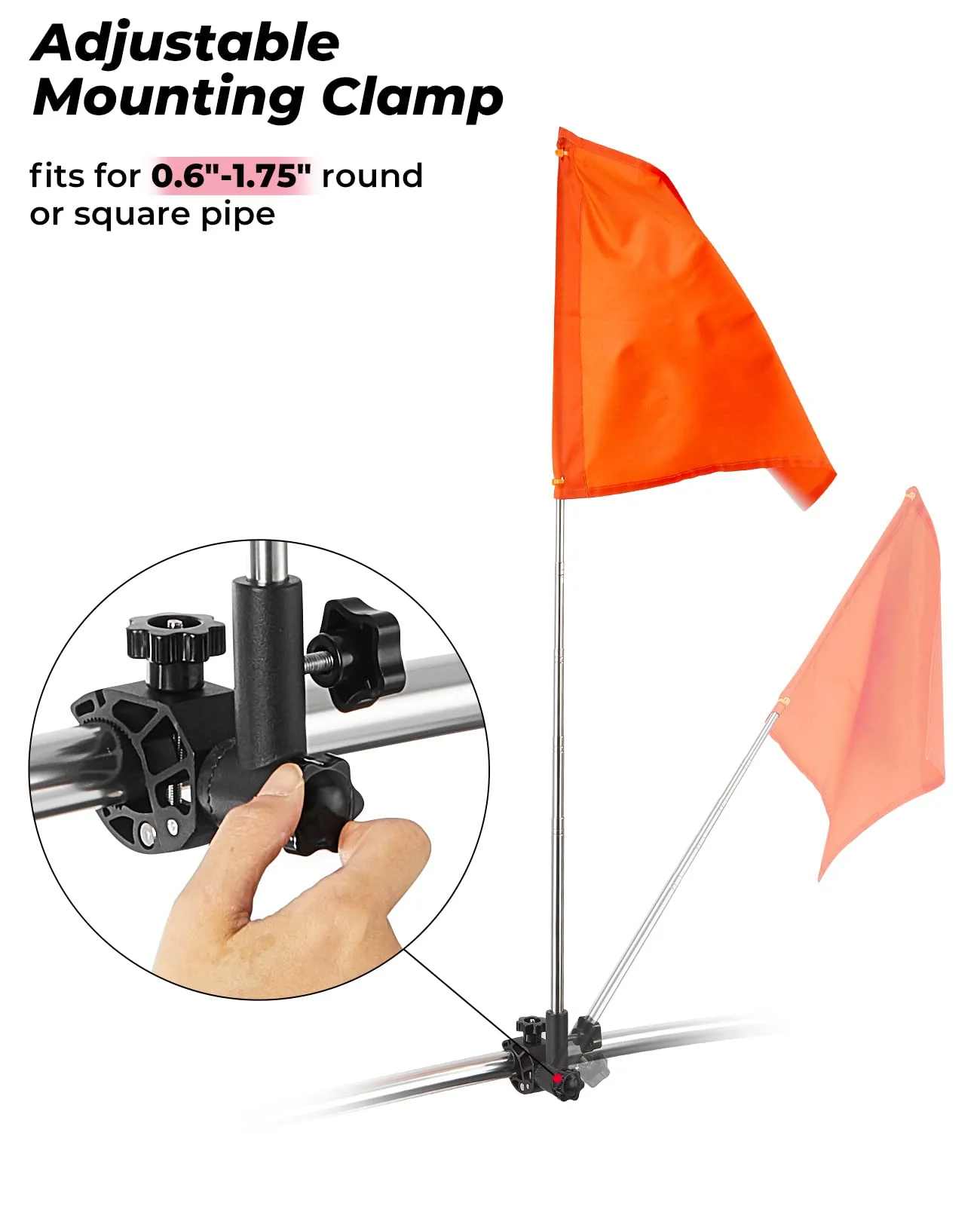 Orange Boat Flag with Pole & Replacement Flag For Water Ski - Image 3