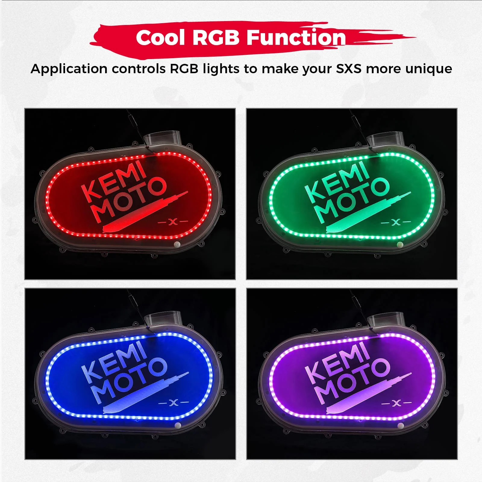 Outer Clutch Cover with RGB LED Strip Lights for Can-Am Maverick X3/MAX - Image 2