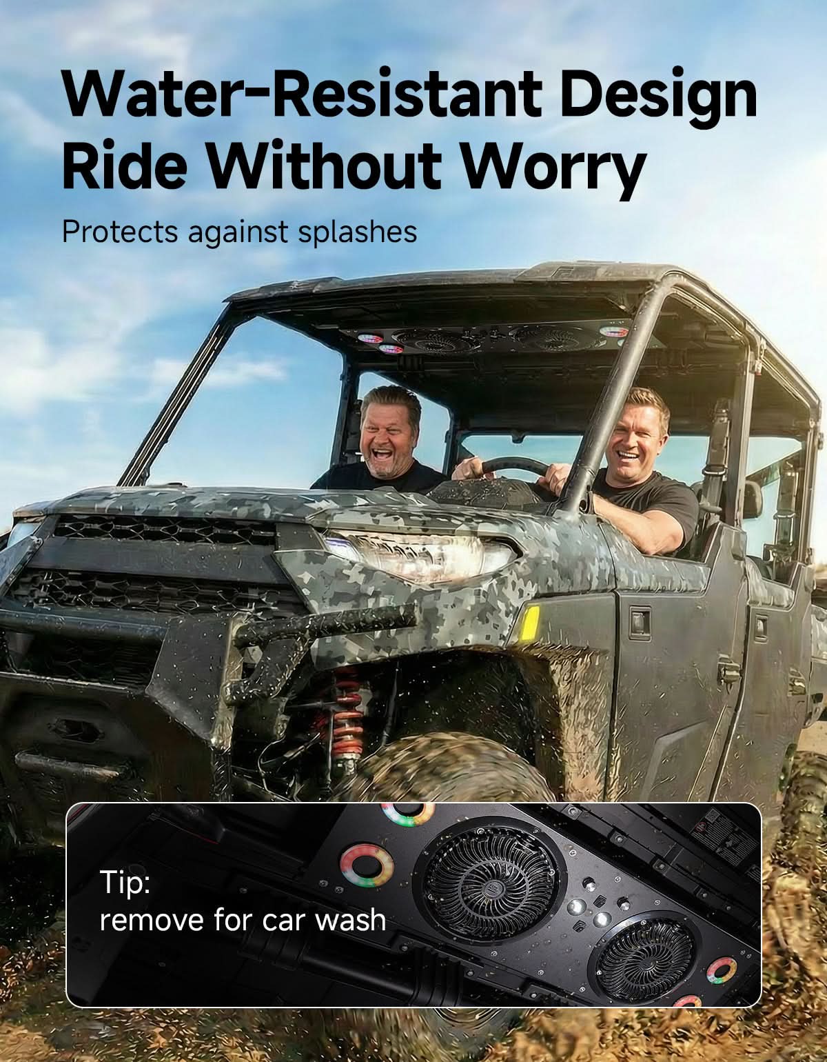 Overhead Fan with RGB for UTV with 57-42 Inch Roof Width for Polaris Ranger, RZR, Can-Am Defender, CFMOTO Uforce - Image 7