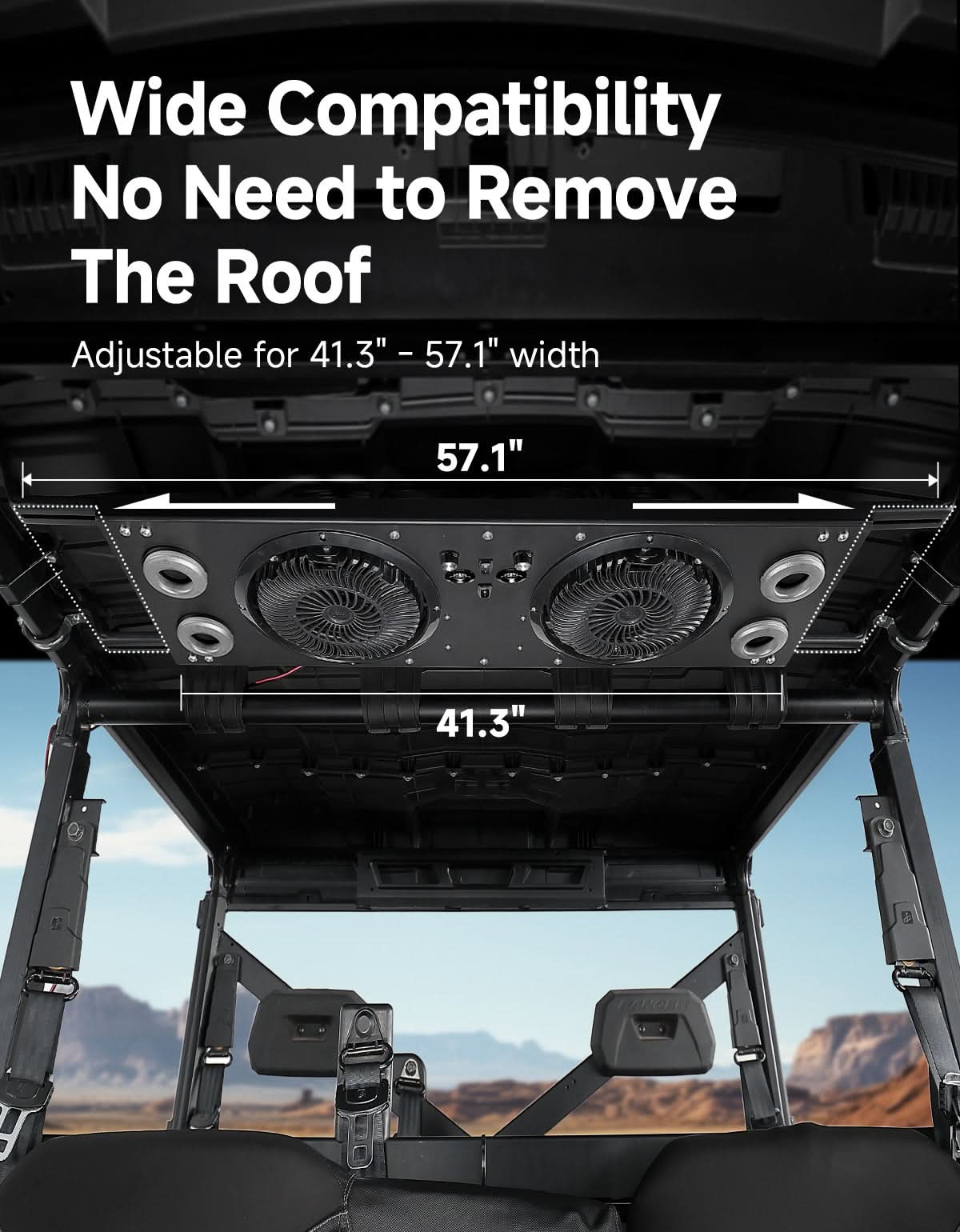 Overhead Fan with RGB for UTV with 57-42 Inch Roof Width for Polaris Ranger, RZR, Can-Am Defender, CFMOTO Uforce - Image 8