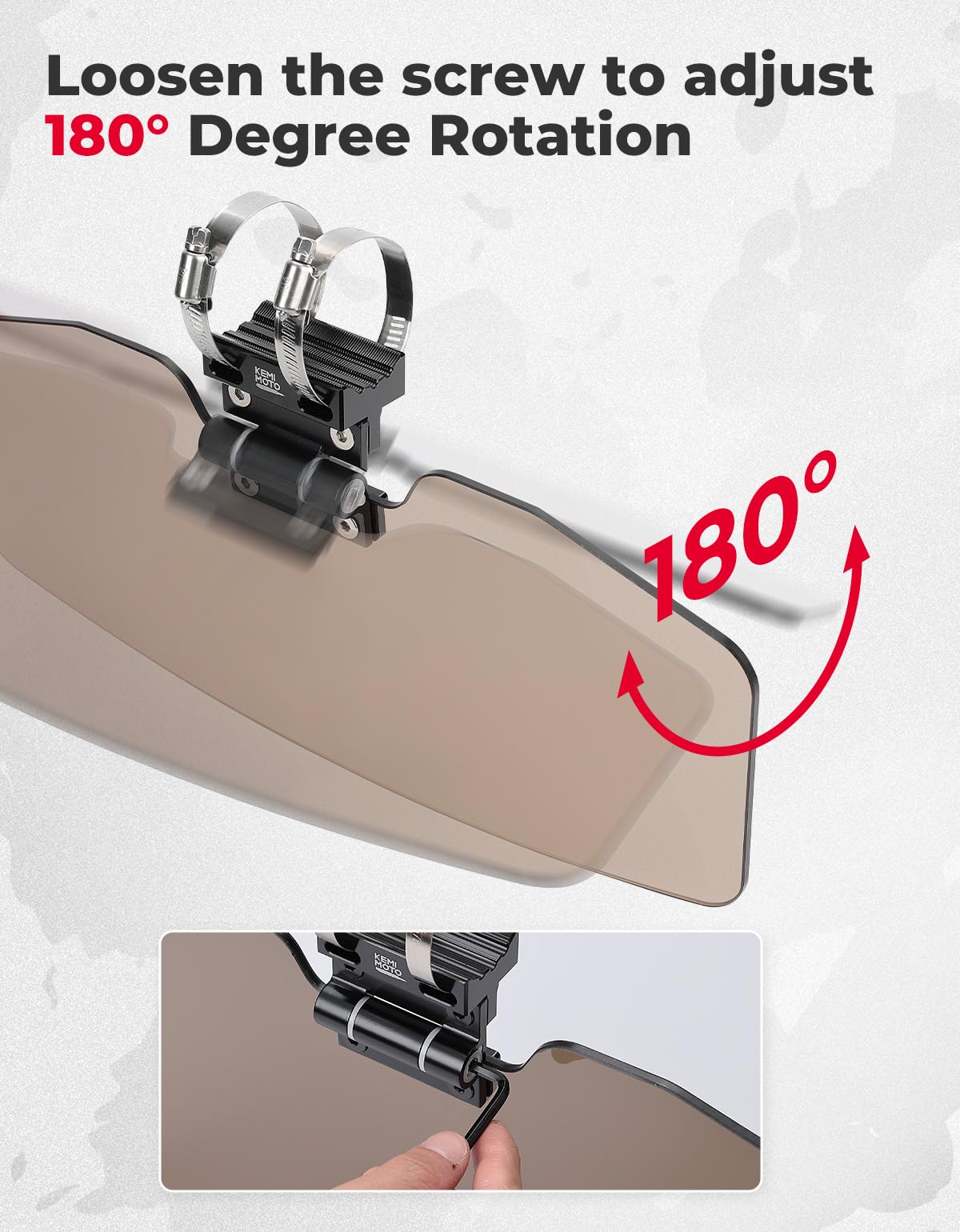 Oversized Upgraded UTV Sun Visor Mirror for 1.5”-2” Roll Bars - Image 5