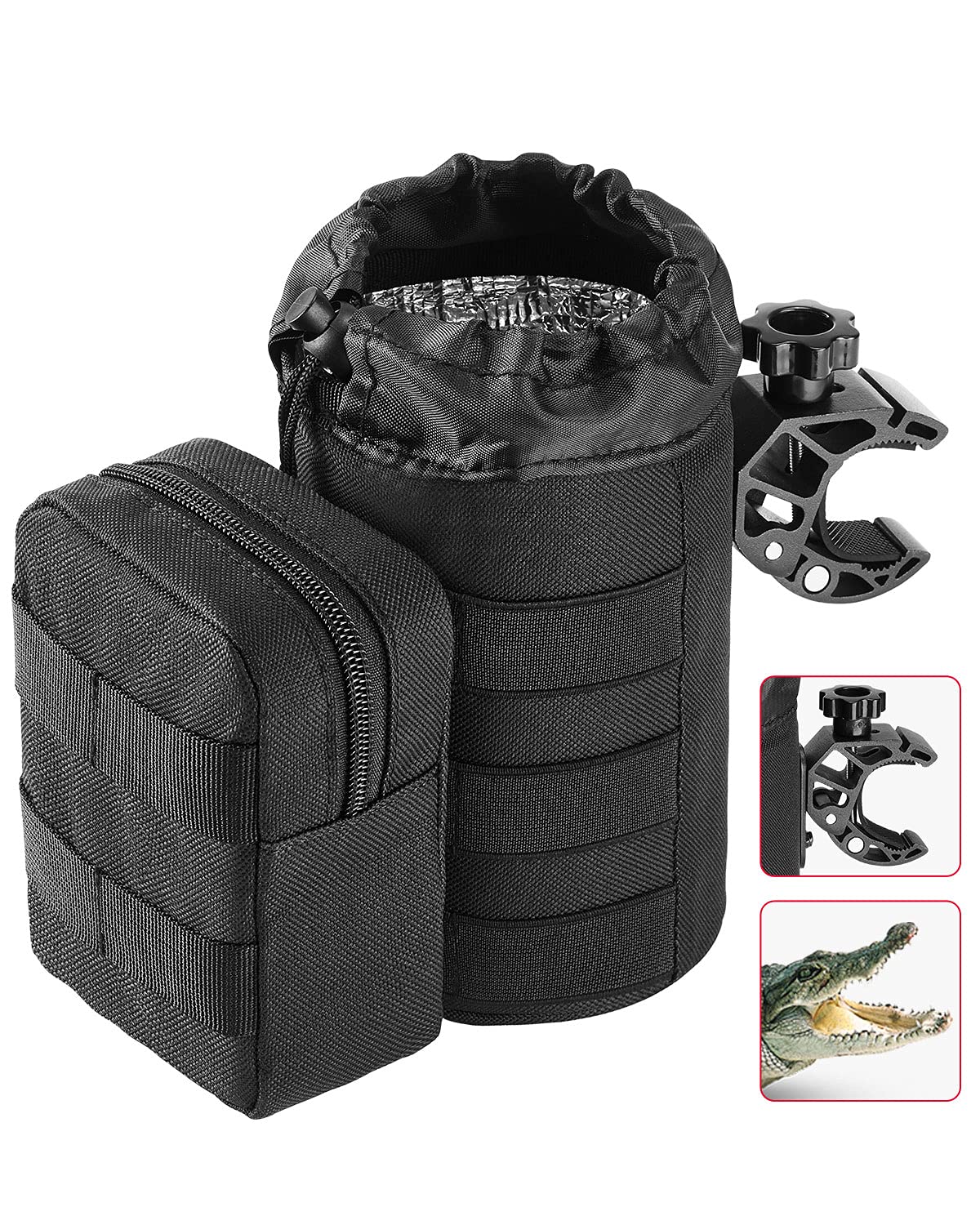 Oxford Fabric Cup Holder with Upgrade Alligator Clamp for UTV ATV Motorcycle Bike - Image 10