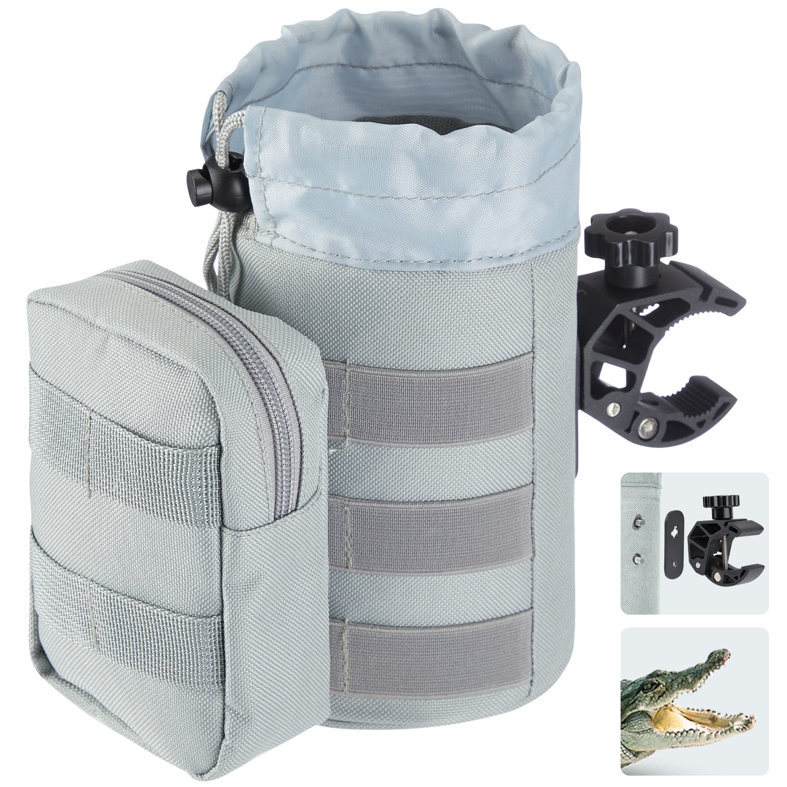 Oxford Fabric Cup Holder with Upgrade Alligator Clamp for UTV ATV Motorcycle Bike - Image 8