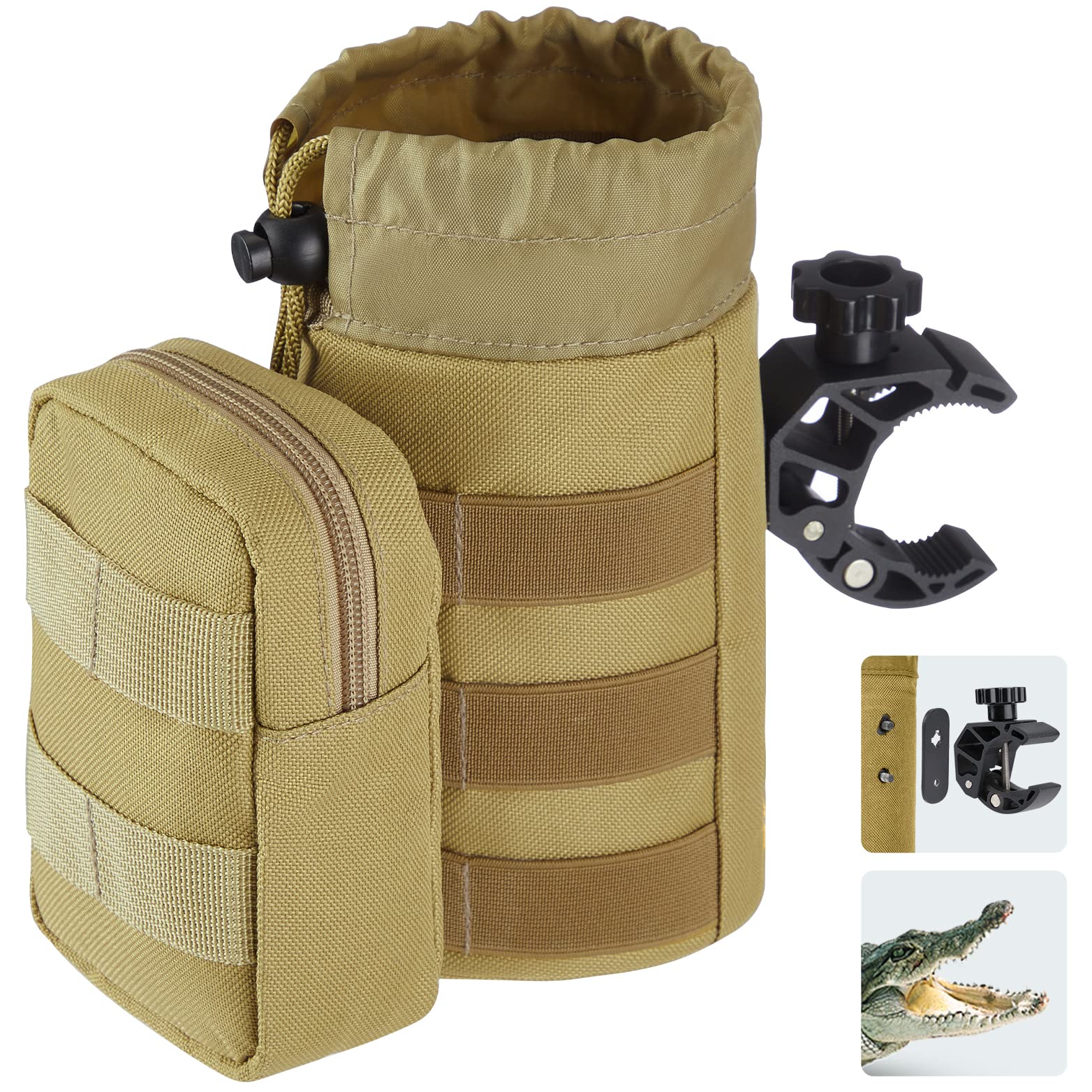 Oxford Fabric Cup Holder with Upgrade Alligator Clamp for UTV ATV Motorcycle Bike - Image 9