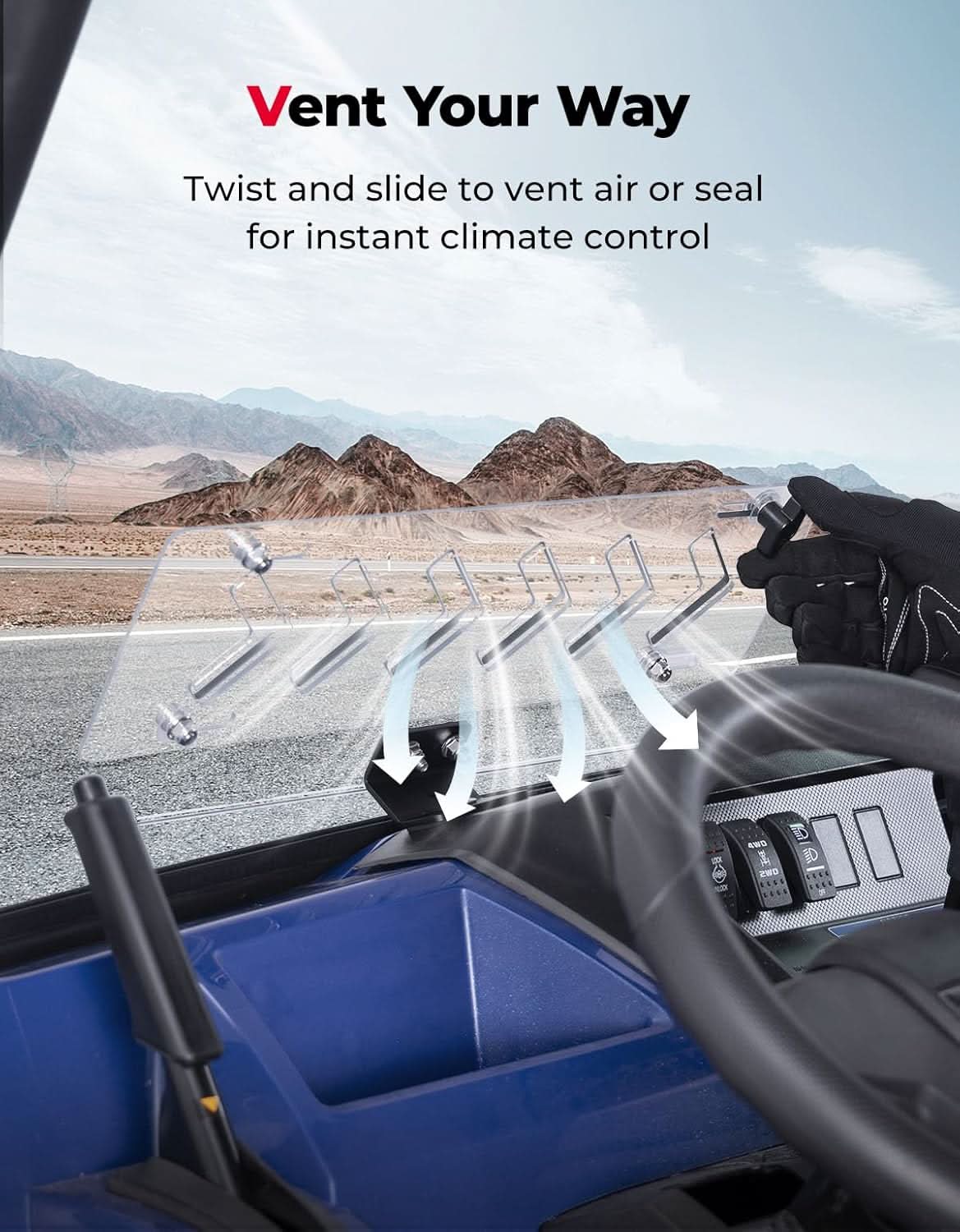 PC Vented Windshield for Kawasaki Mule Pro - Image 3
