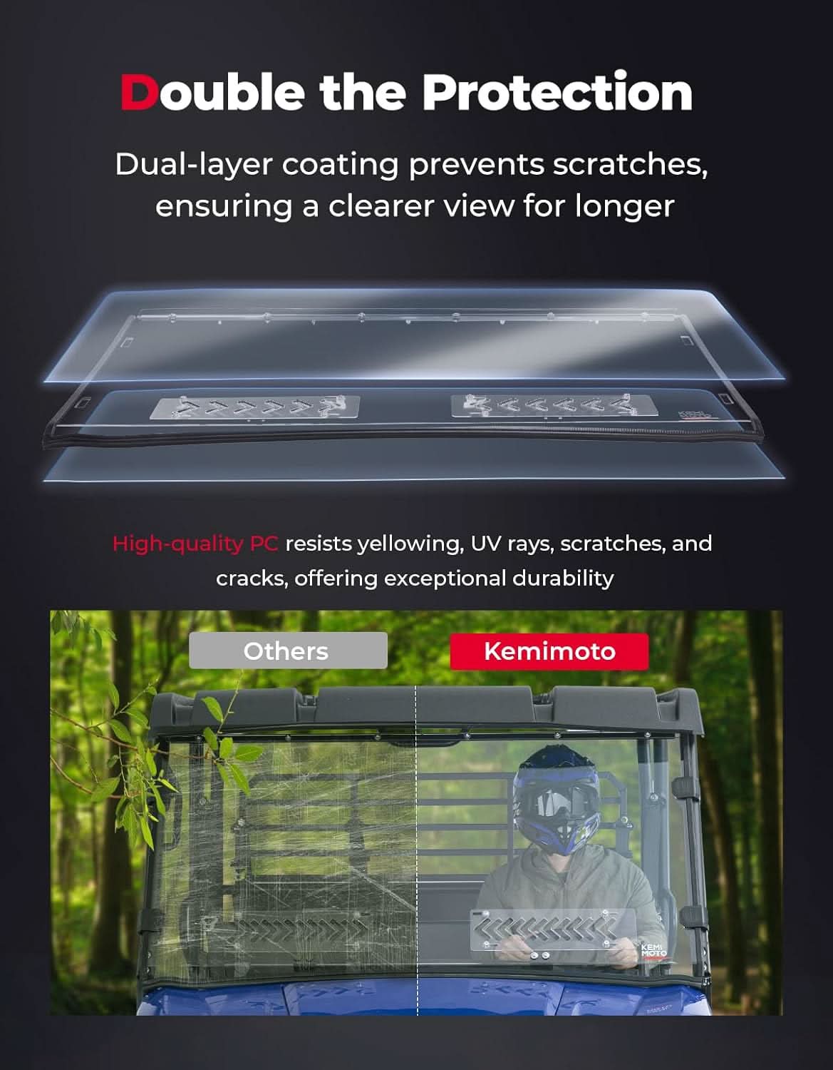 PC Vented Windshield for Kawasaki Mule Pro - Image 4