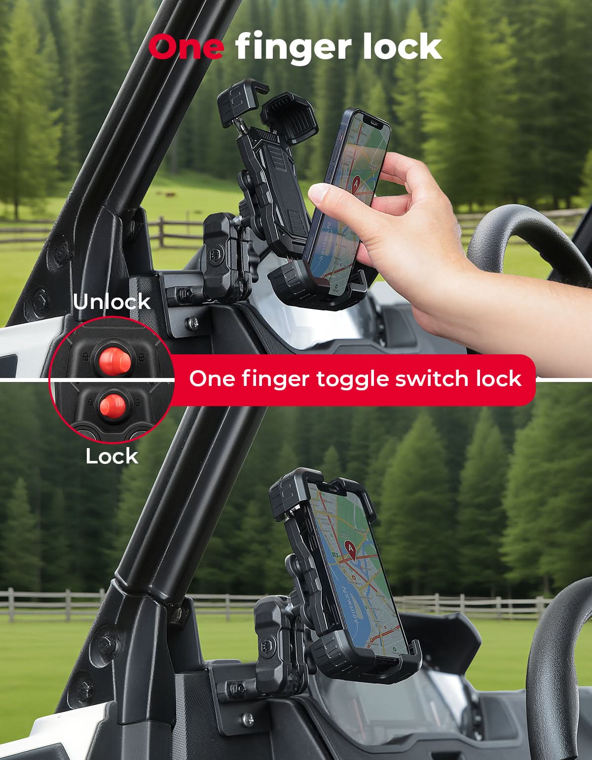 Phone Mount Holder for Polaris Ranger 1000/XP/Crew XP, Fits 4.7" - 7.0" Phones - Image 4