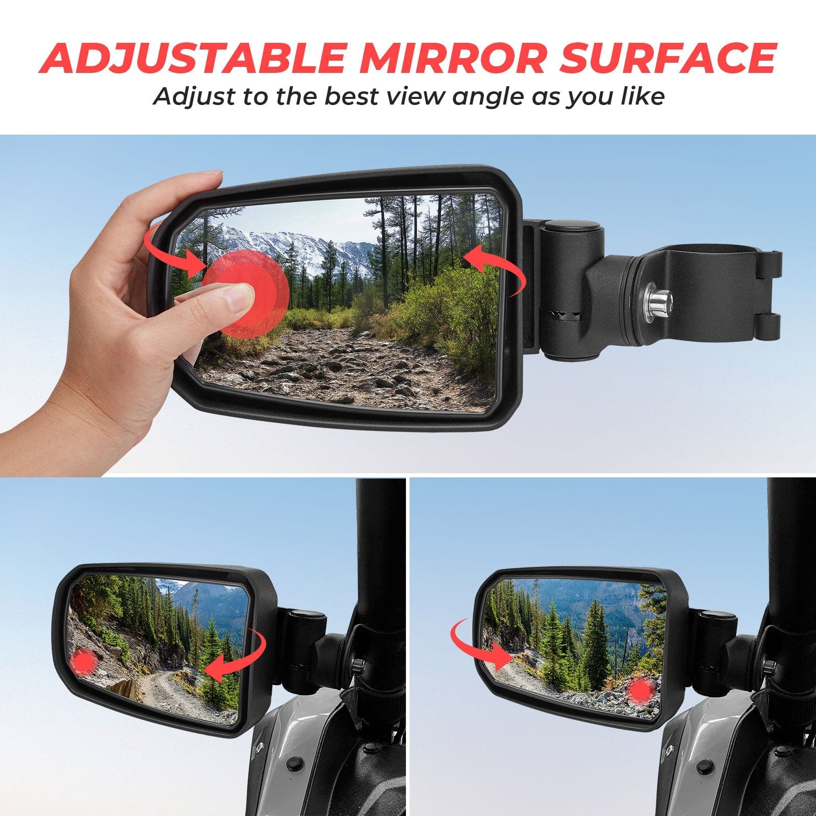 Adjustable Side View Convex Mirror for 1.75" Roll Cage Fit Honda - Image 5