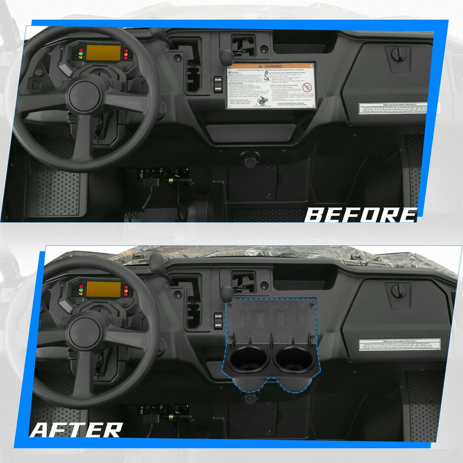 UTV Cup Holder with Switch Panel for Pioneer 1000/1000-5 - Image 5
